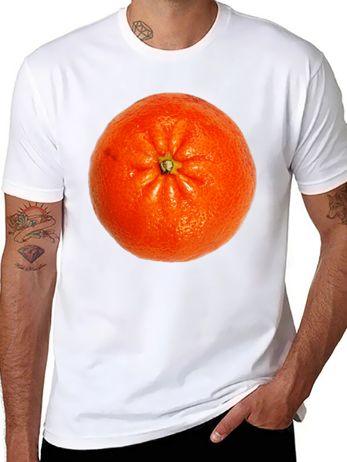 Orange Fruit Graphic Print Black T-Shirt
