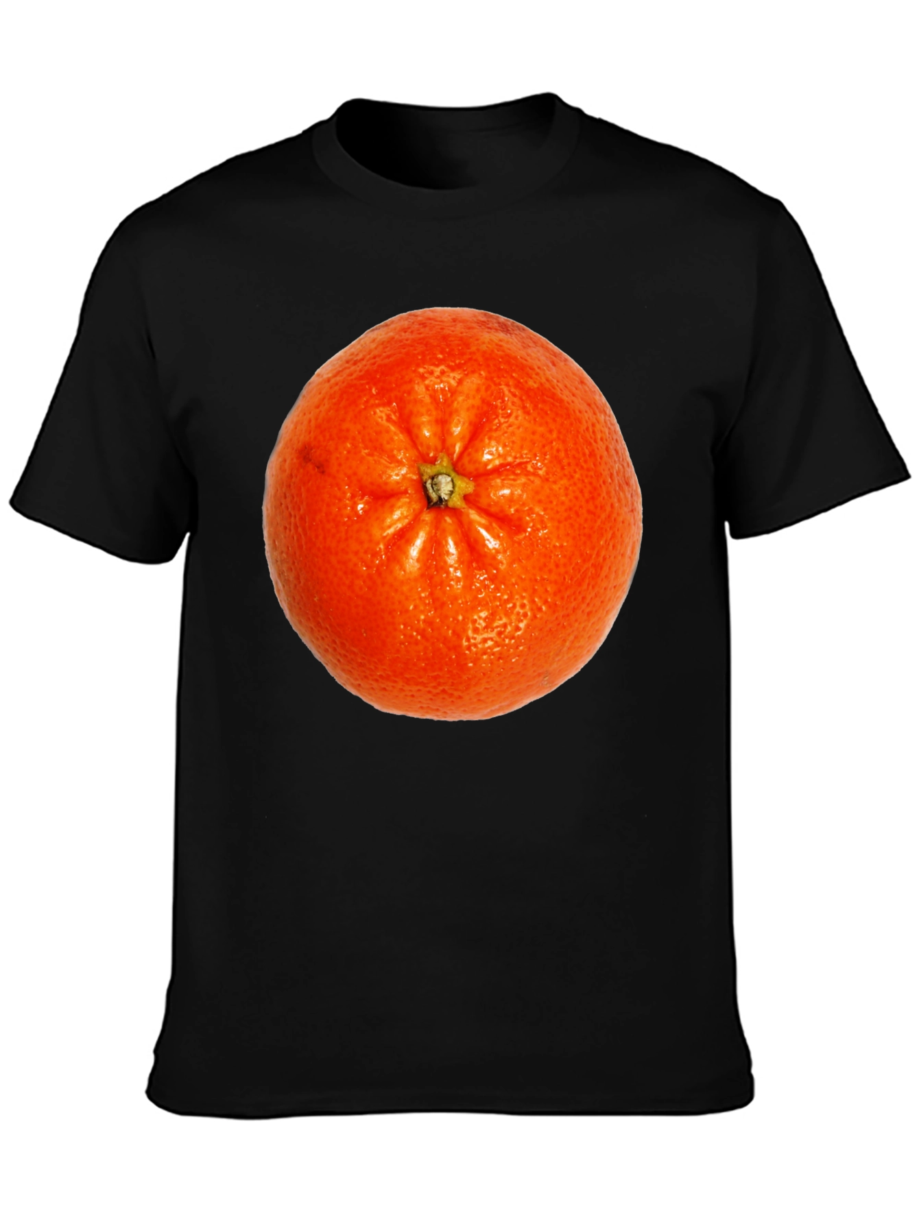 Orange Fruit Graphic Print Black T-Shirt