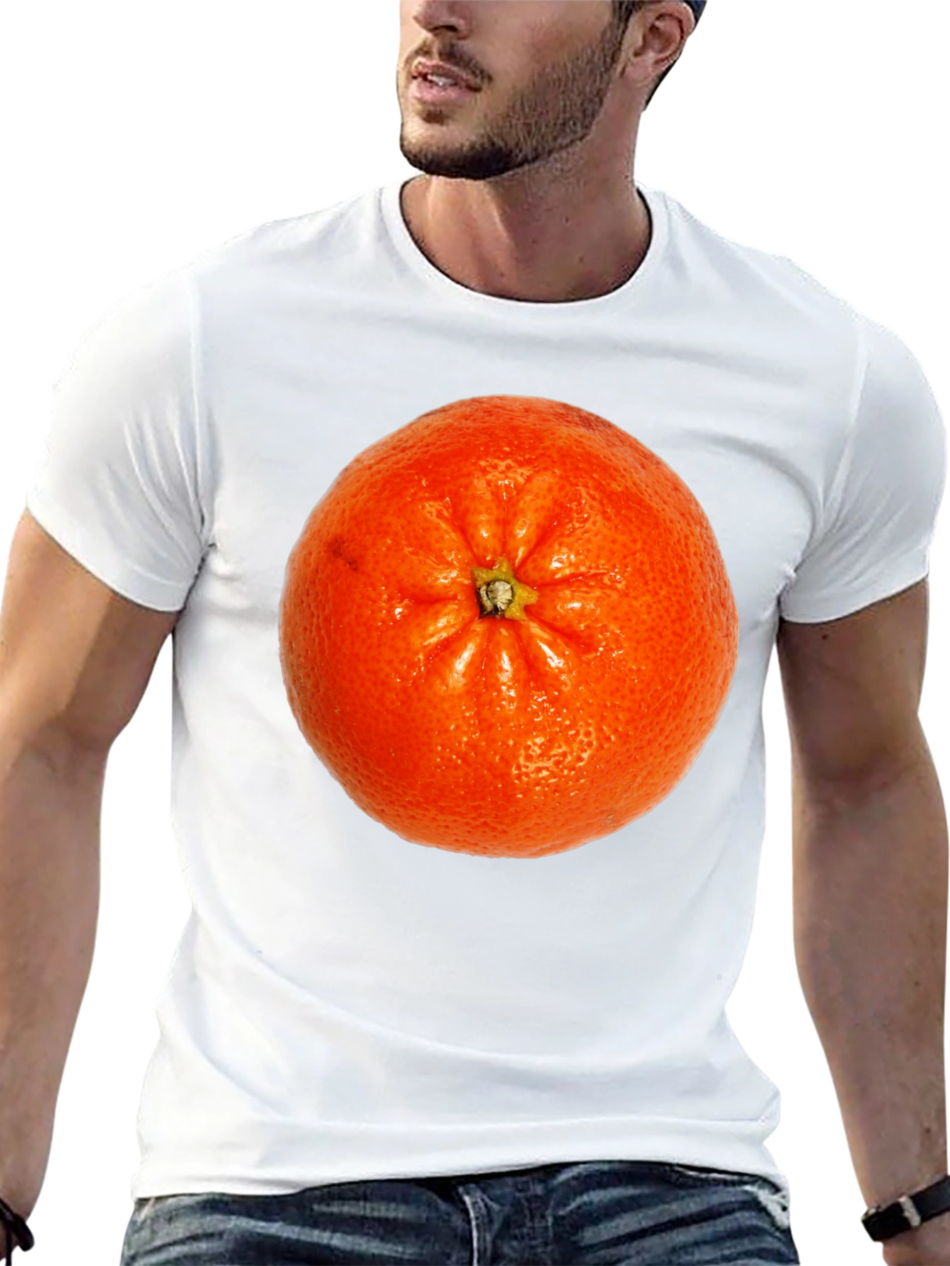 Orange Fruit Graphic Print Black T-Shirt