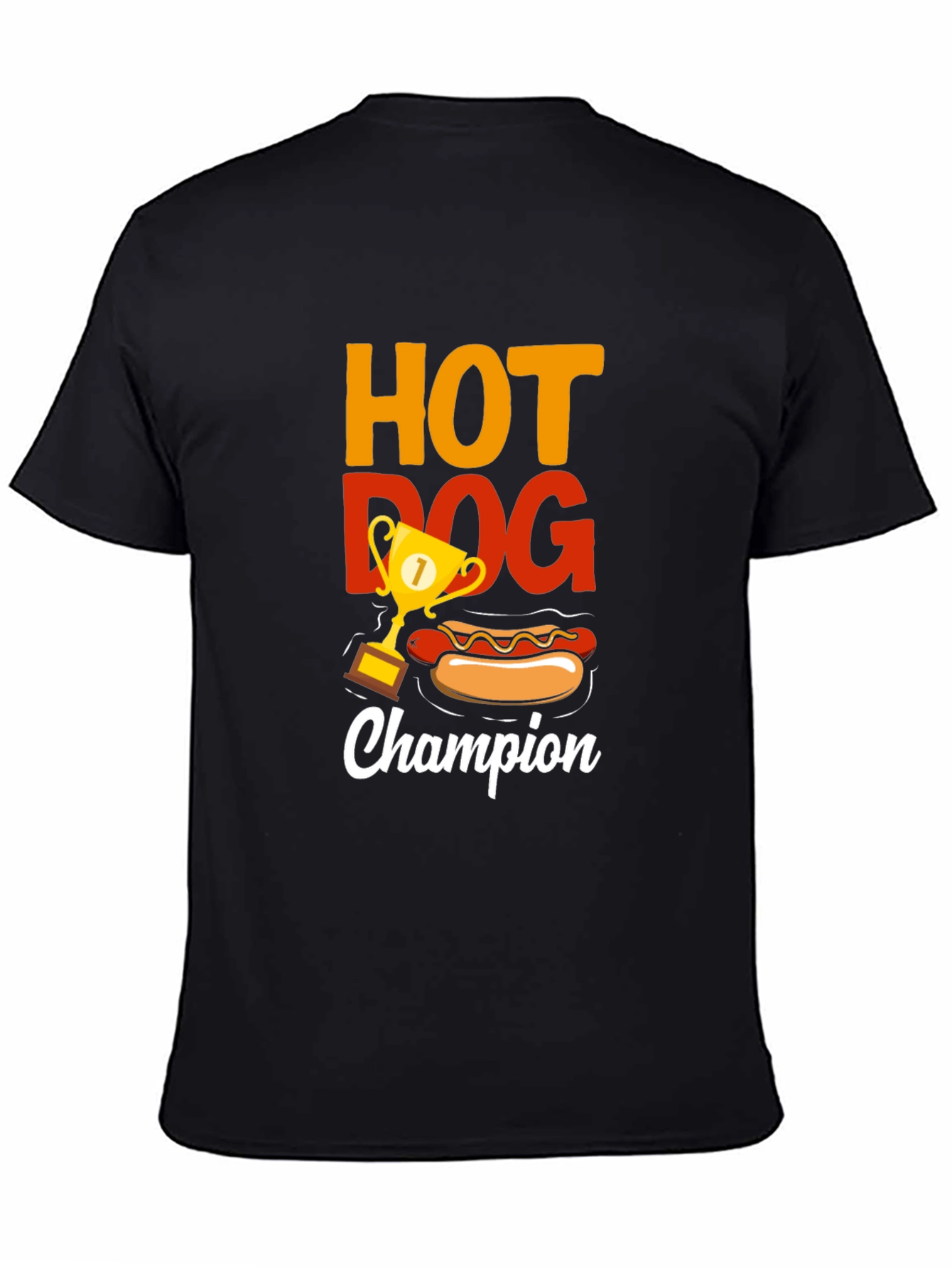 Hot Dog Champion Black T-Shirt - Foodie Tee