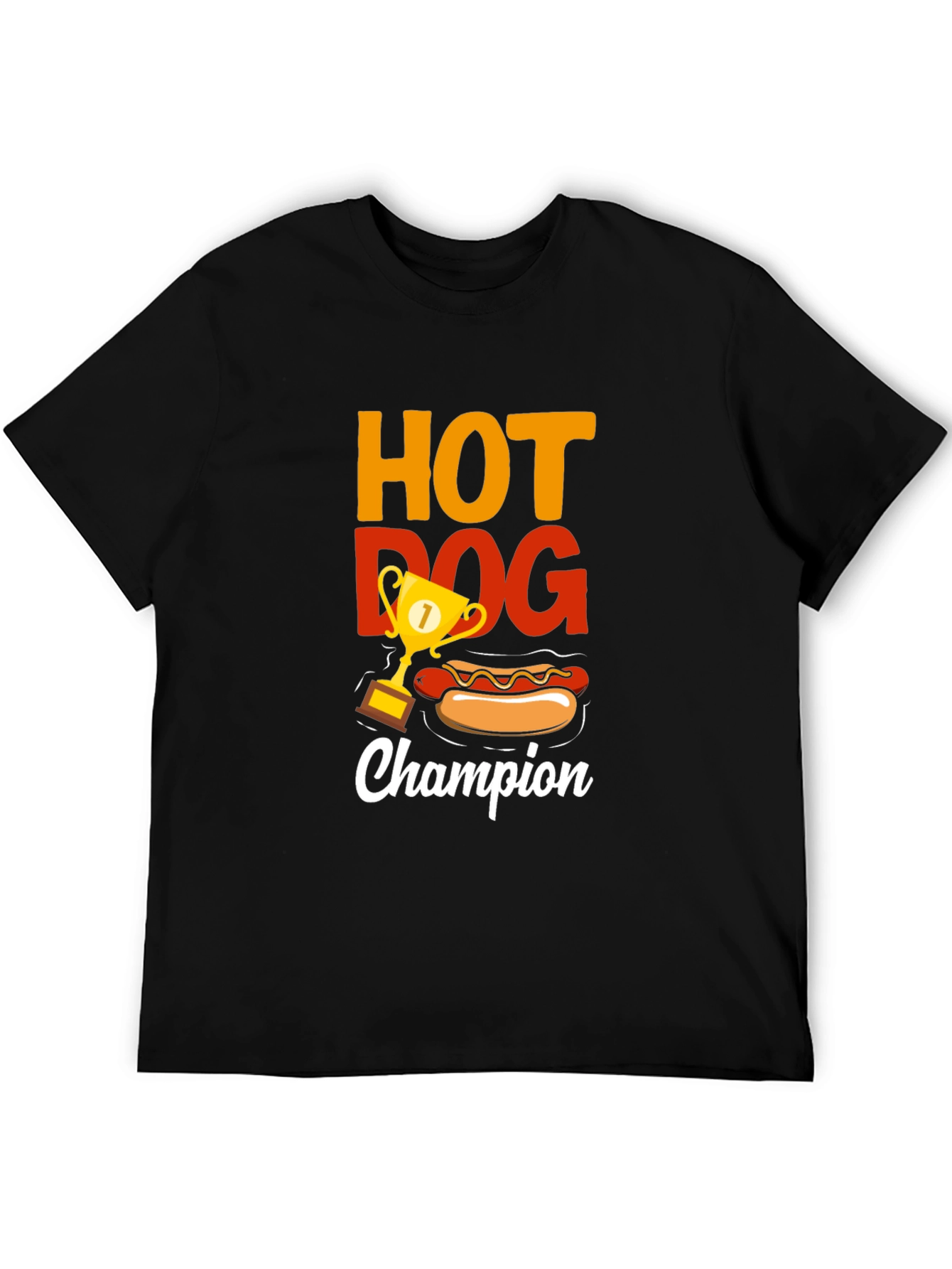 Hot Dog Champion Black T-Shirt - Foodie Tee