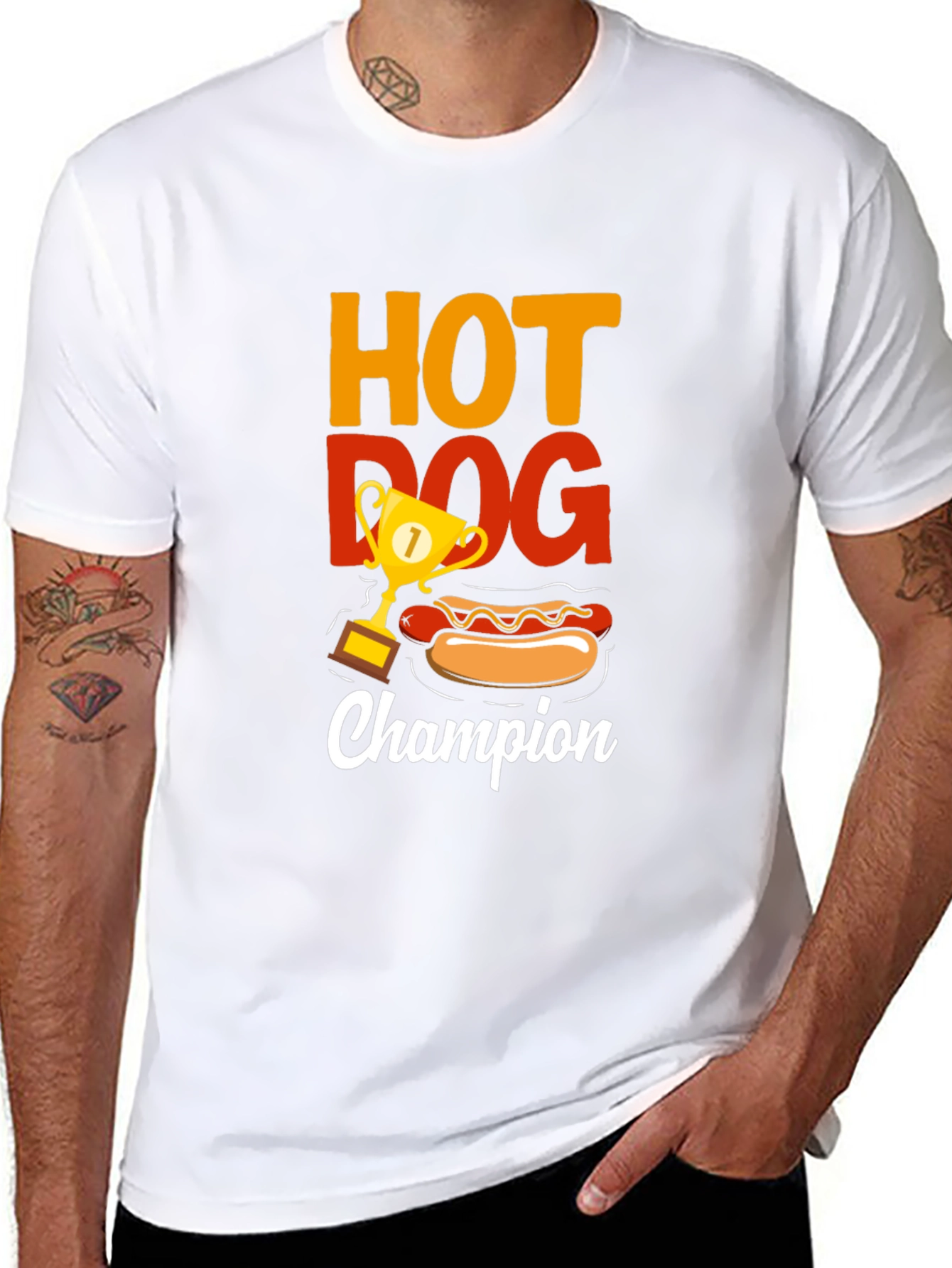 Hot Dog Champion Black T-Shirt - Foodie Tee