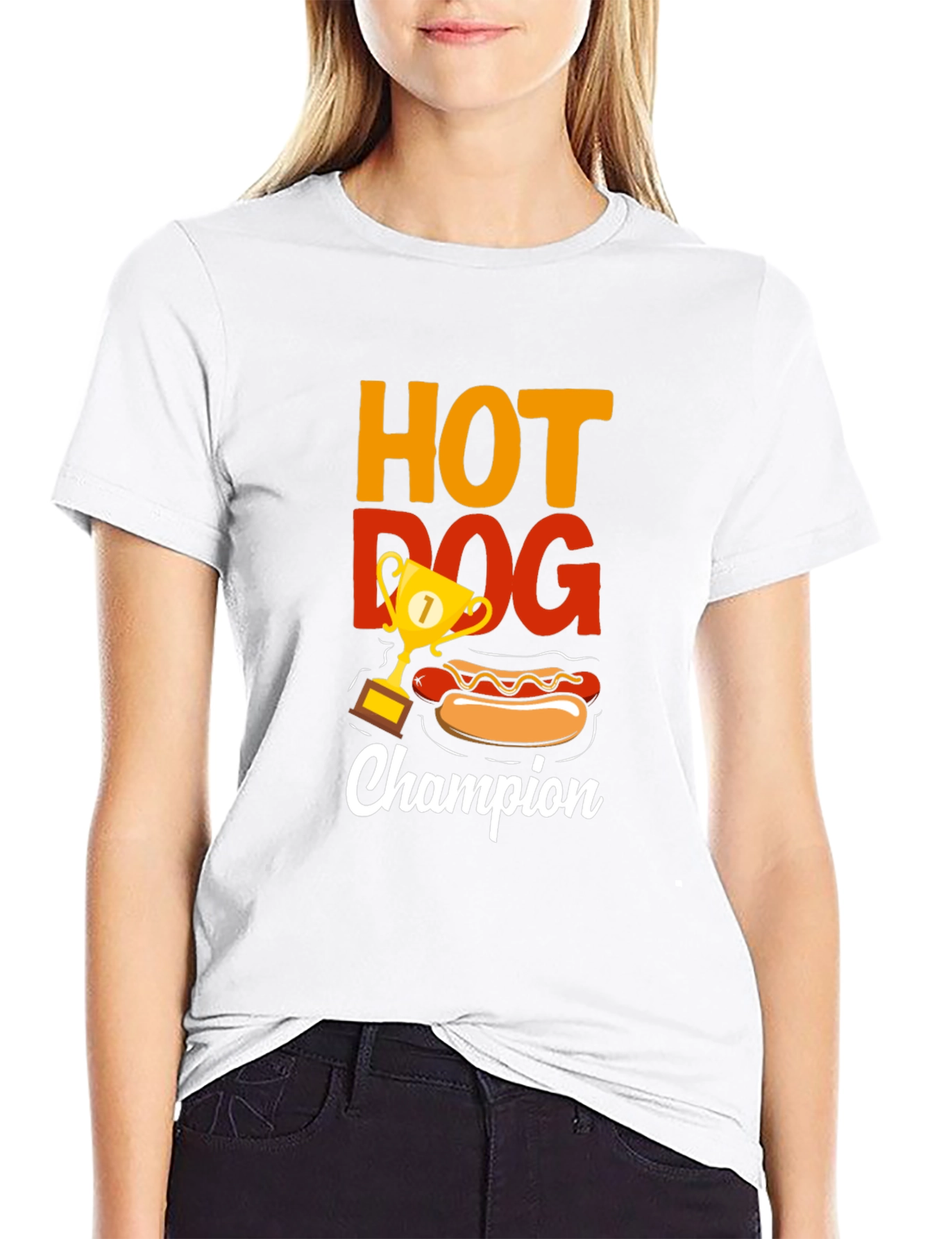 Hot Dog Champion Black T-Shirt - Foodie Tee