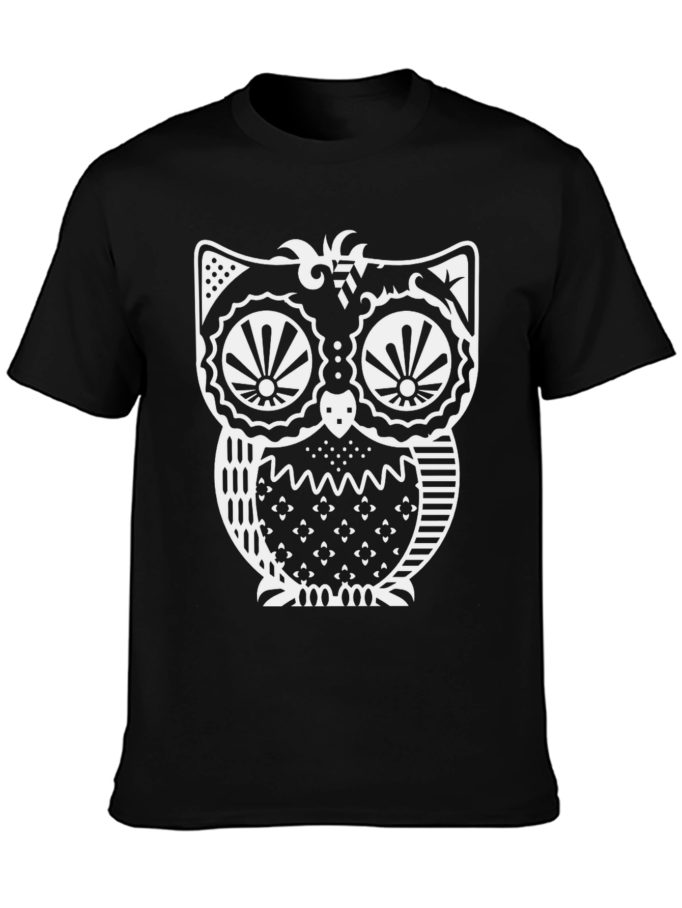 Stylish Owl Graphic Print Black T-Shirt