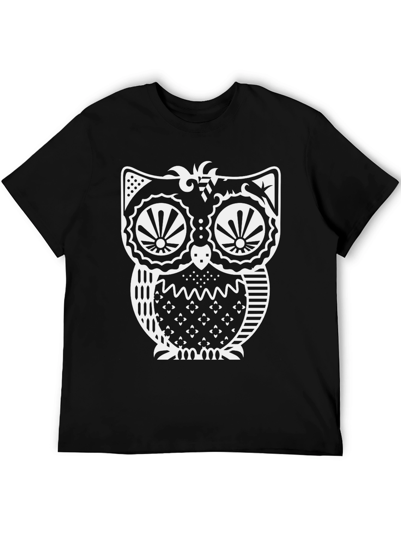 Stylish Owl Graphic Print Black T-Shirt