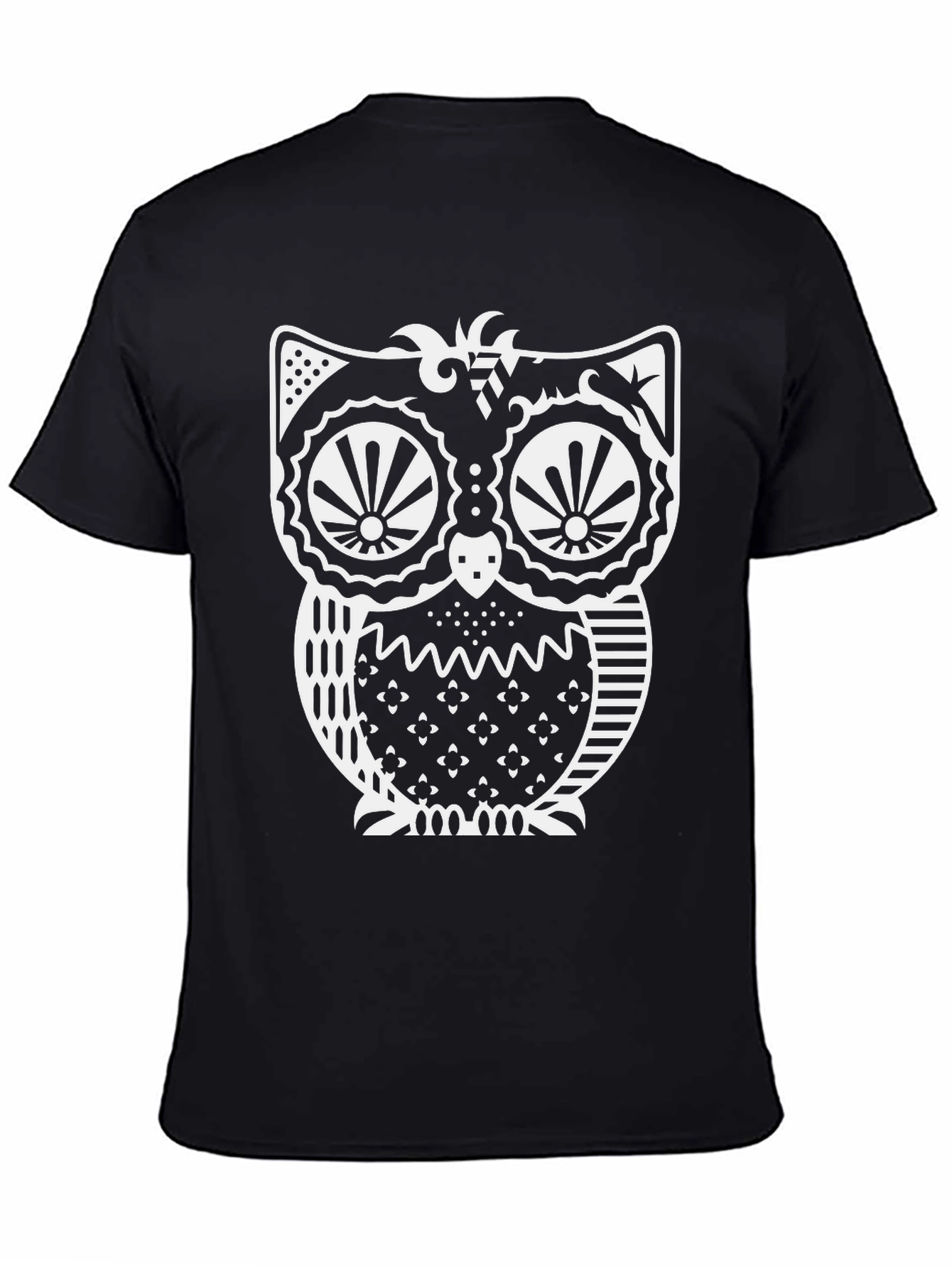 Stylish Owl Graphic Print Black T-Shirt