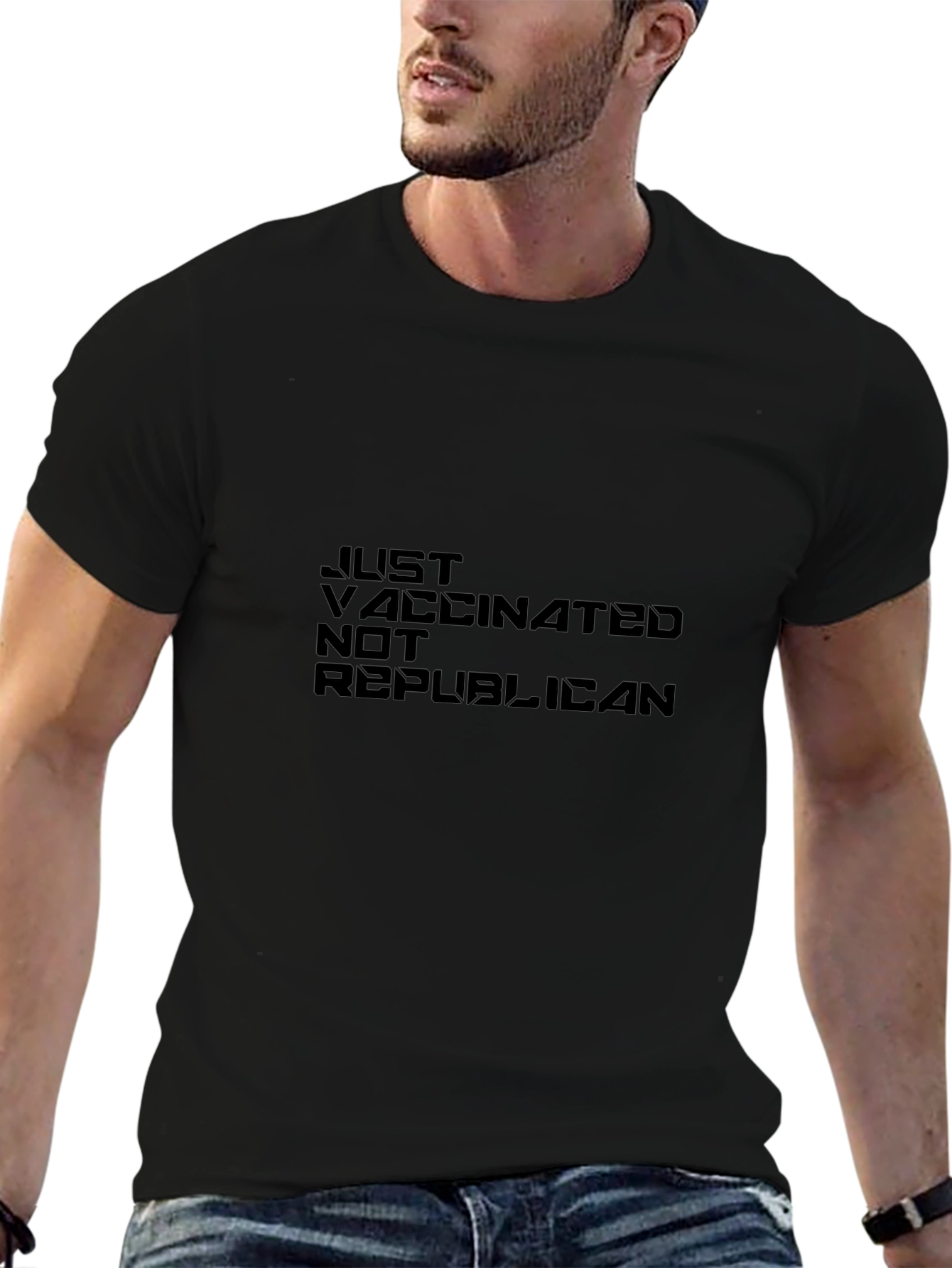 Just Vaccinated Not Republican - Black T-Shirt