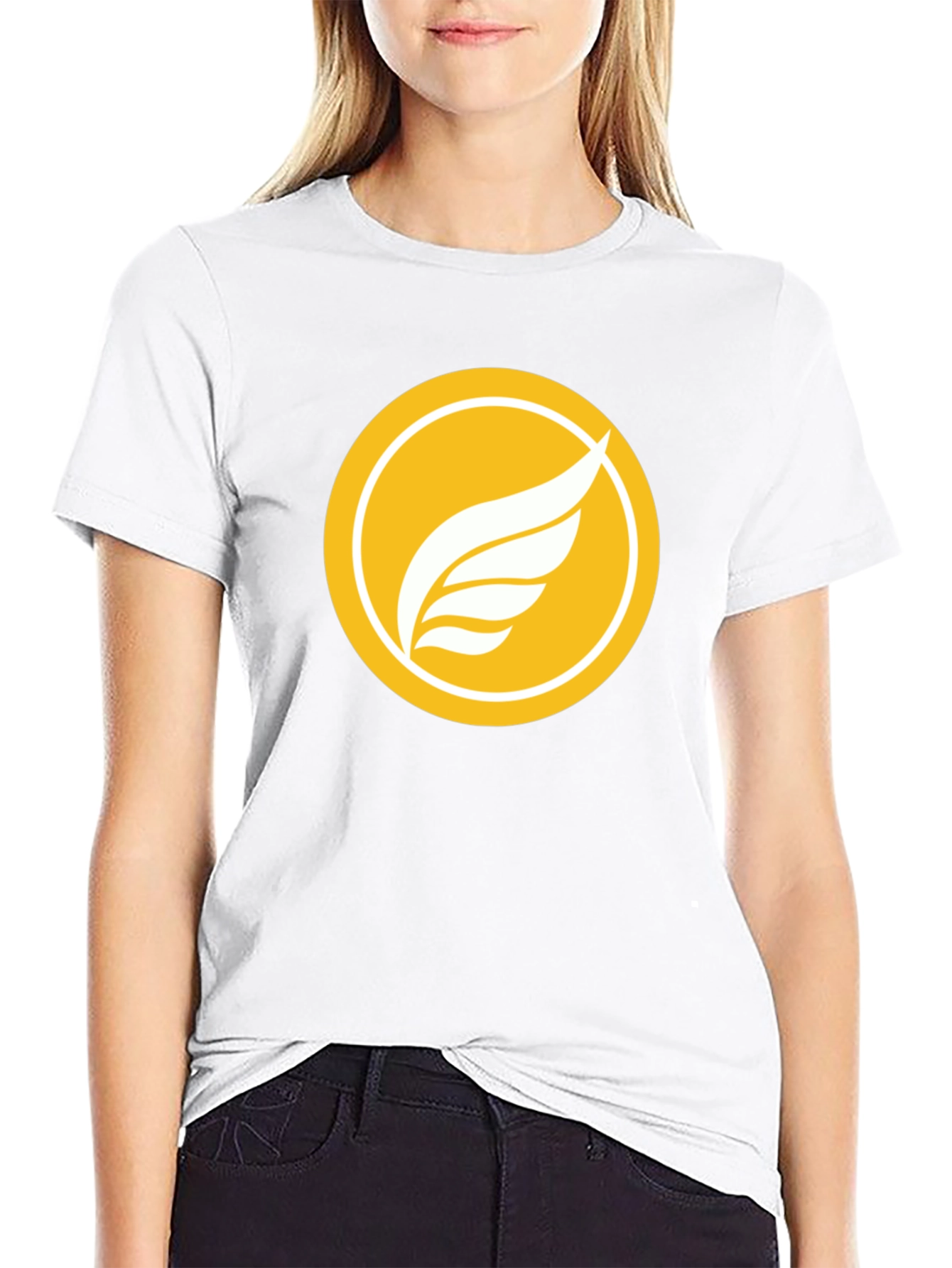 Black T-Shirt with Winged Logo Design