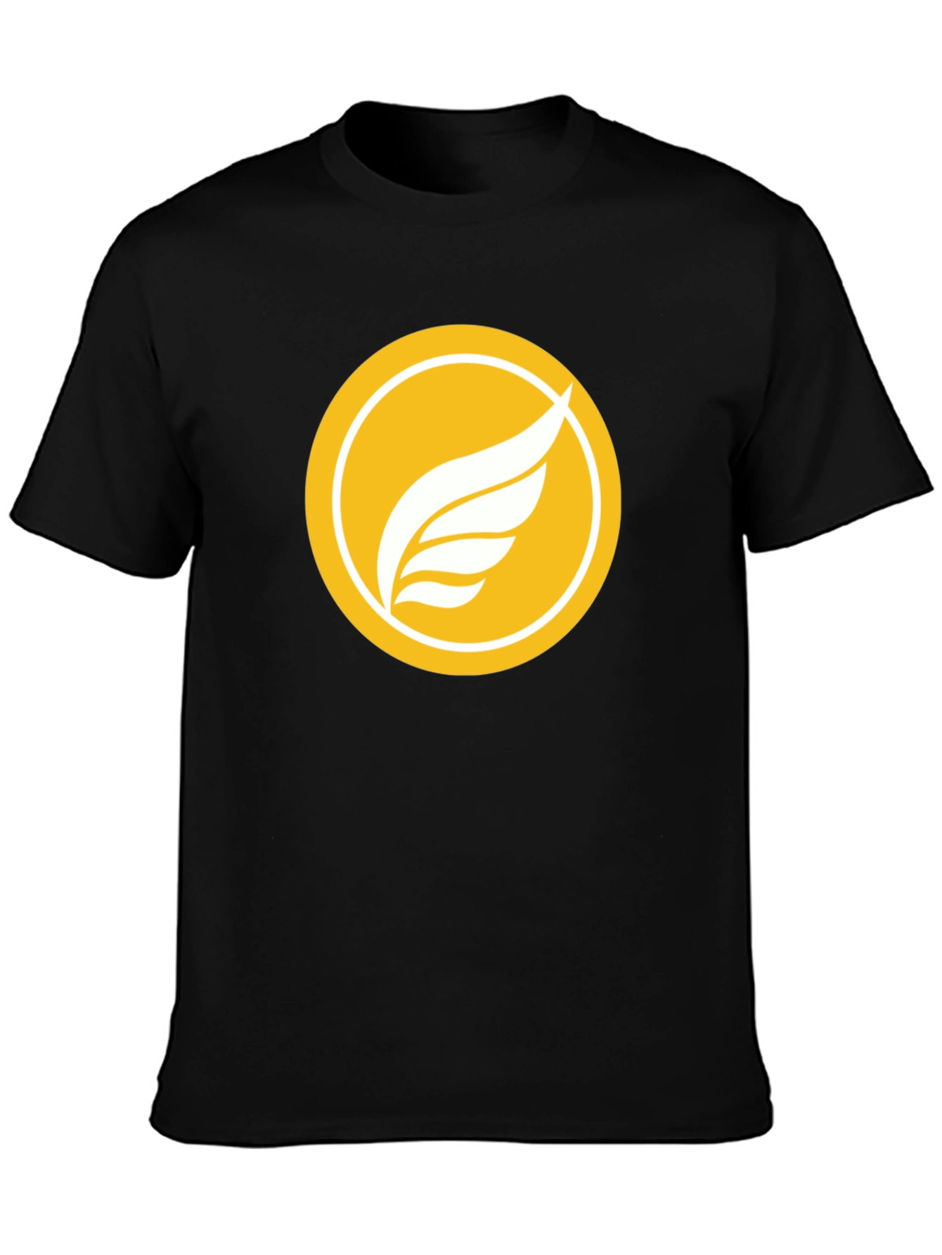 Black T-Shirt with Winged Logo Design