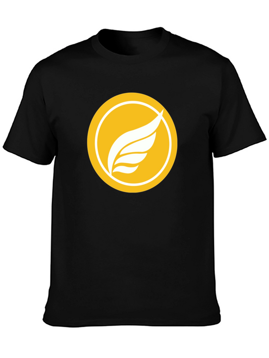Black T-Shirt with Winged Logo Design