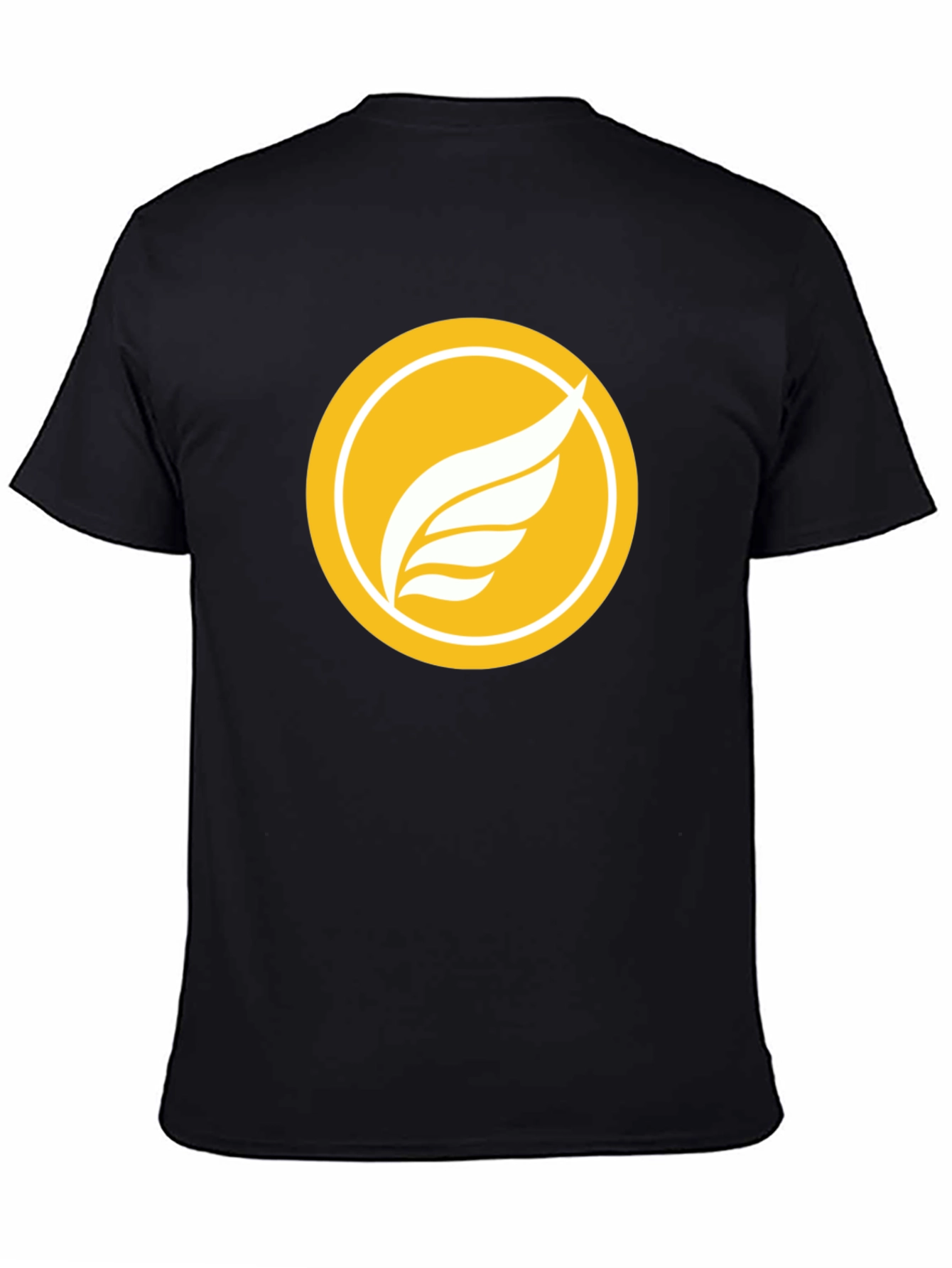 Black T-Shirt with Winged Logo Design