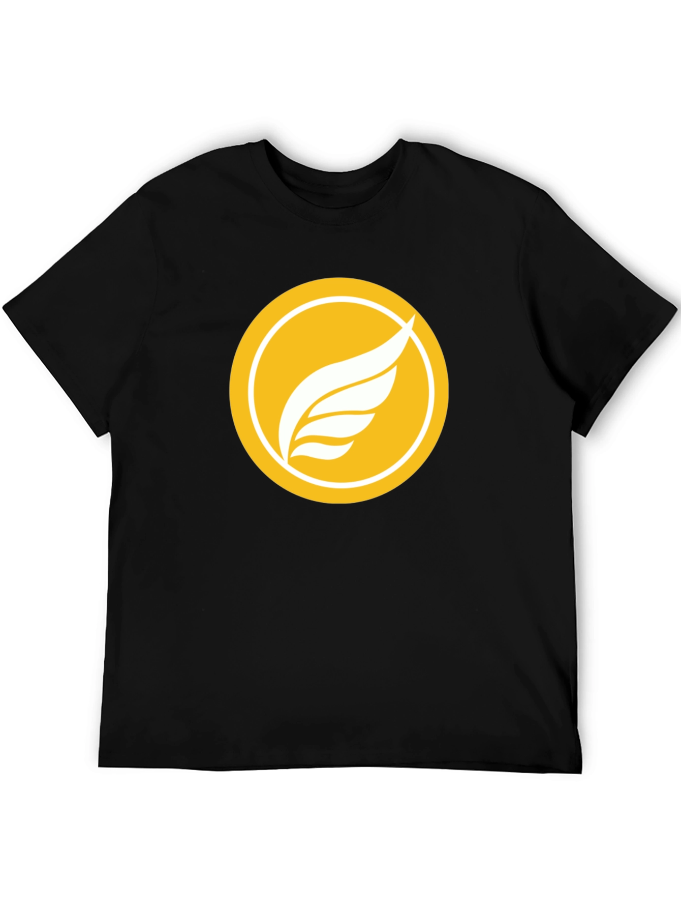 Black T-Shirt with Winged Logo Design