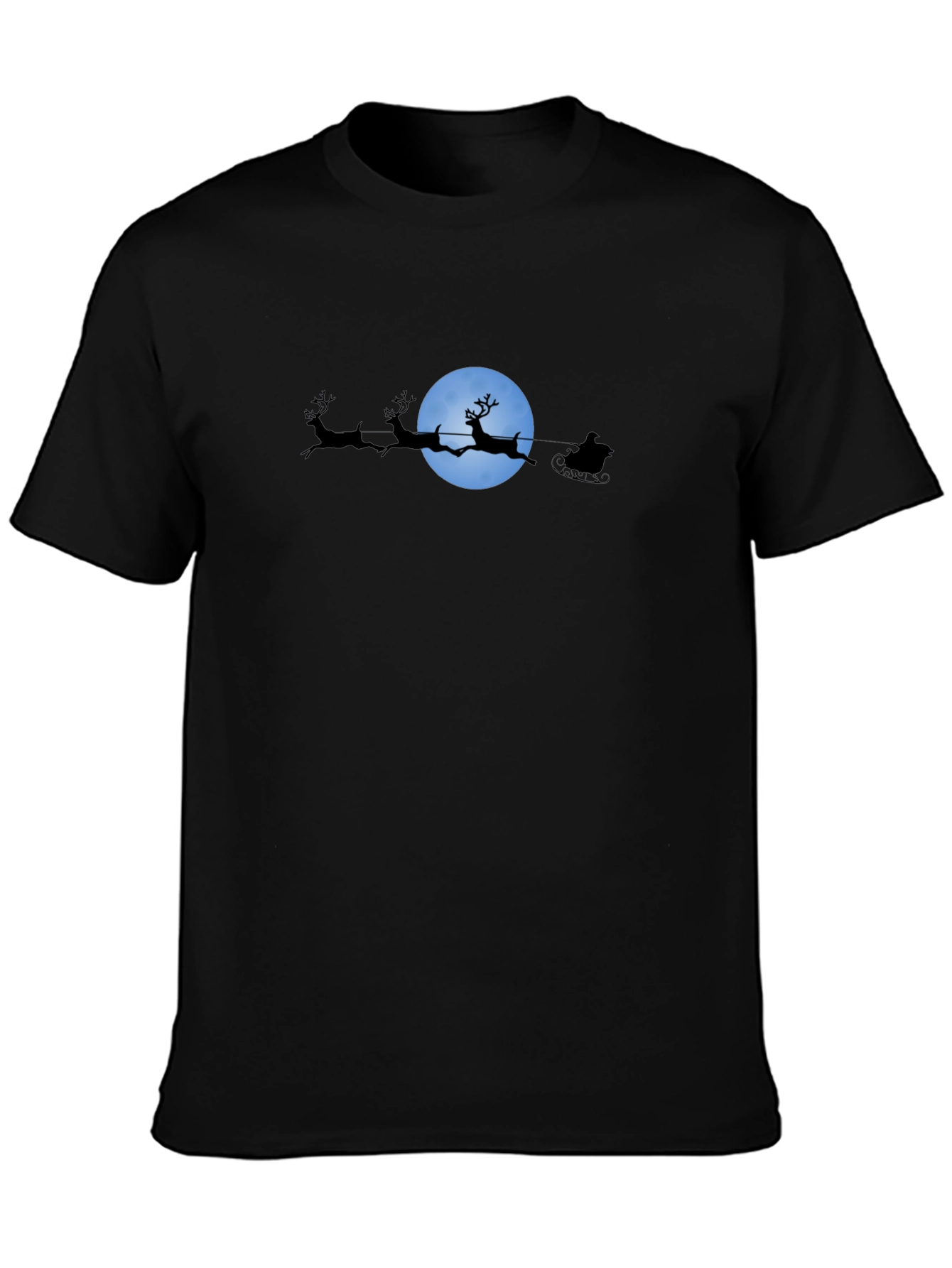 Santas Moonlit Ride Black T-Shirt