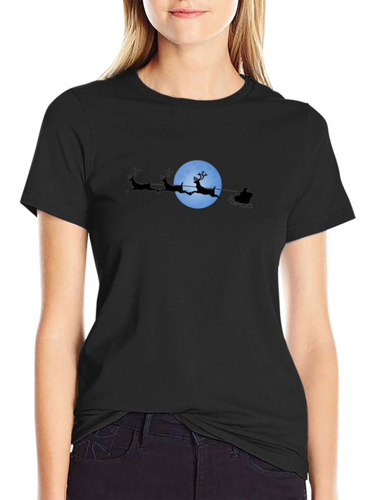 Santas Moonlit Ride Black T-Shirt