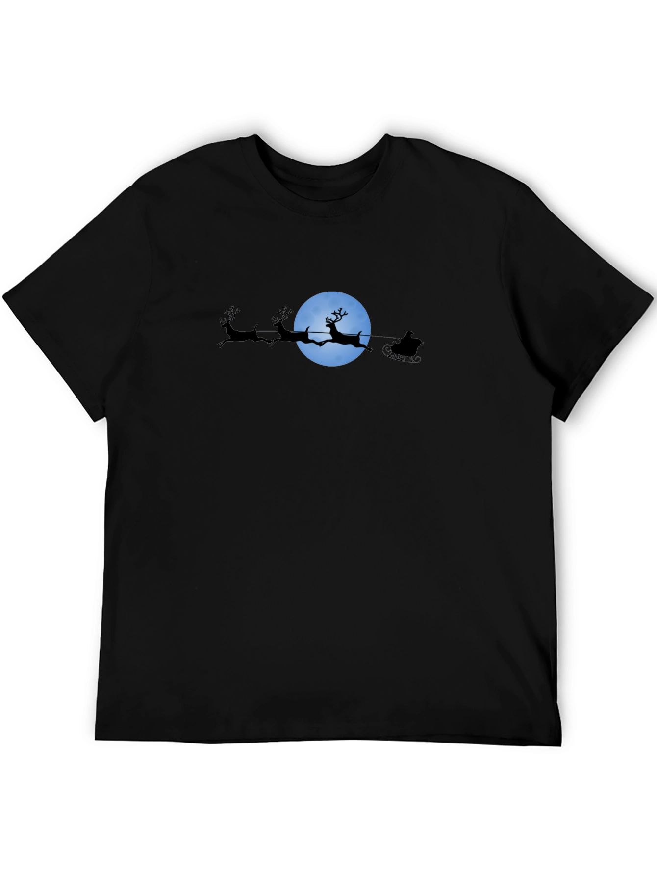 Santas Moonlit Ride Black T-Shirt