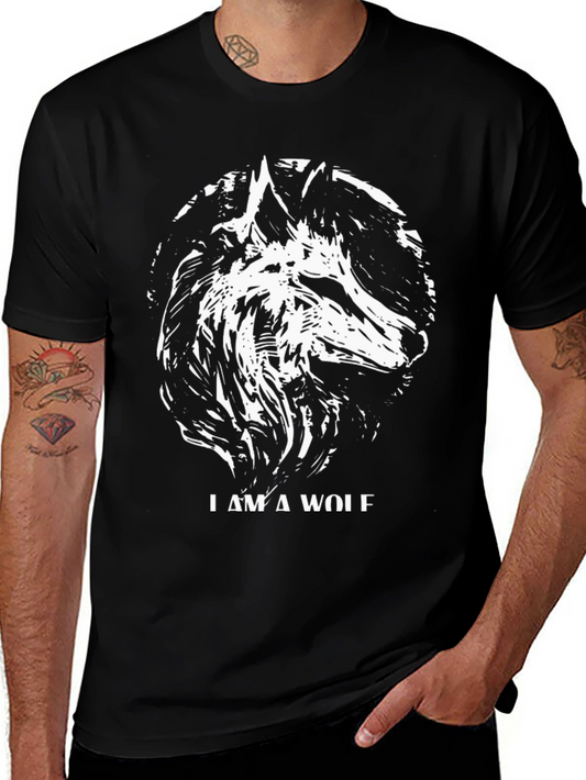 I Am a Wolf Graphic Tee - Black Cotton Shirt