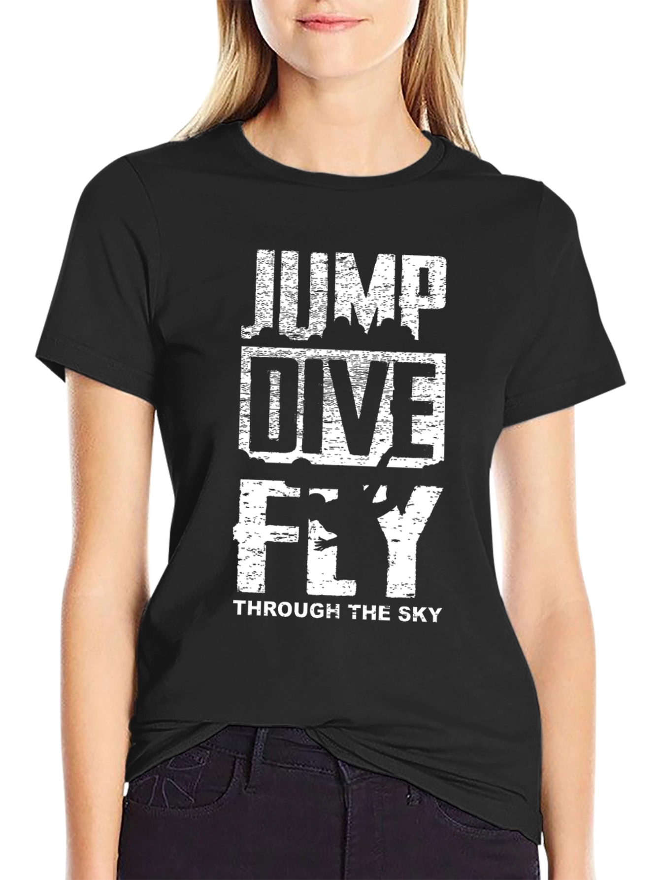 Jump Dive Fly Black Graphic Tee