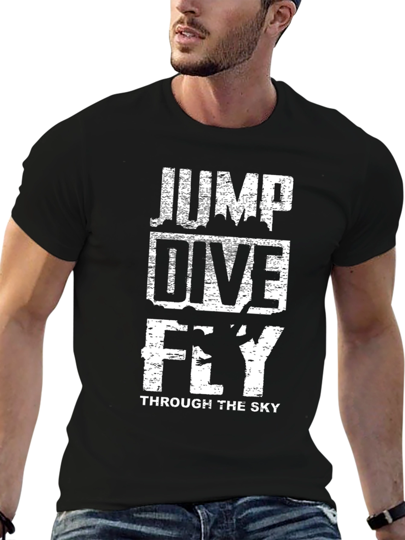 Jump Dive Fly Black Graphic Tee