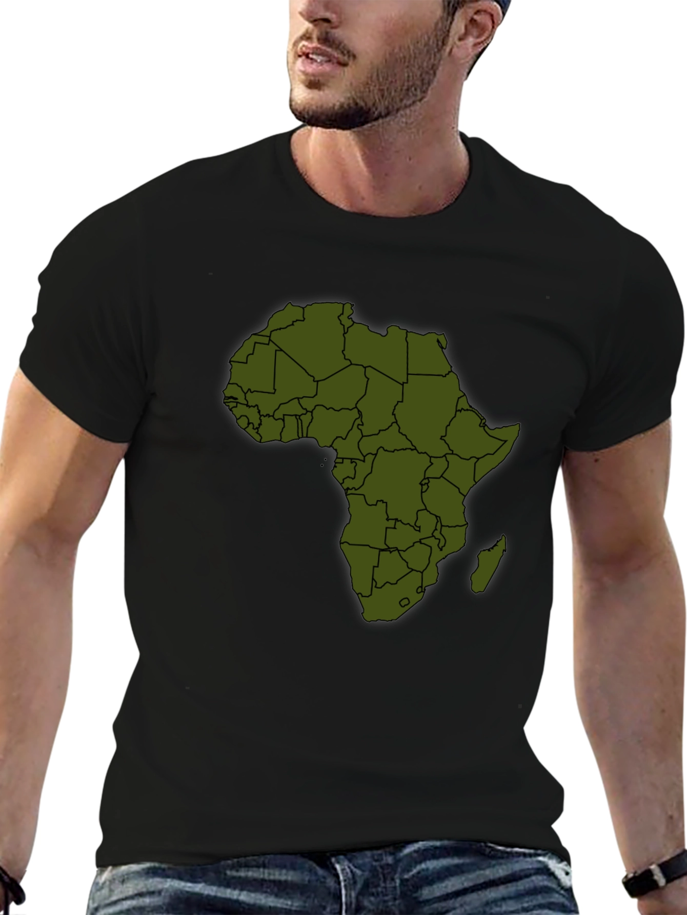 Africa Map Graphic Print Mens T-Shirt
