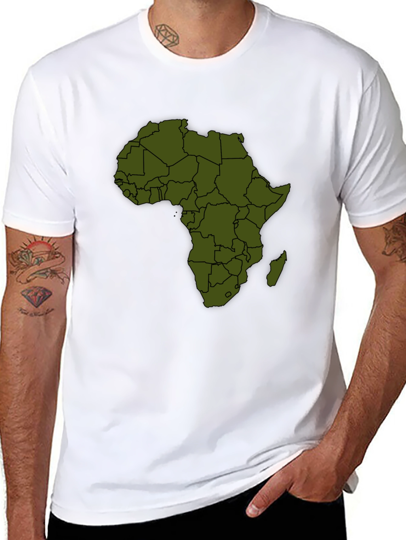 Africa Map Graphic Print Mens T-Shirt