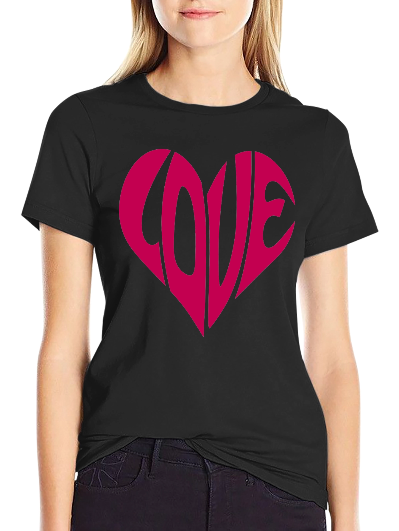 Love Heart Graphic Tee - Stylish Black T-Shirt