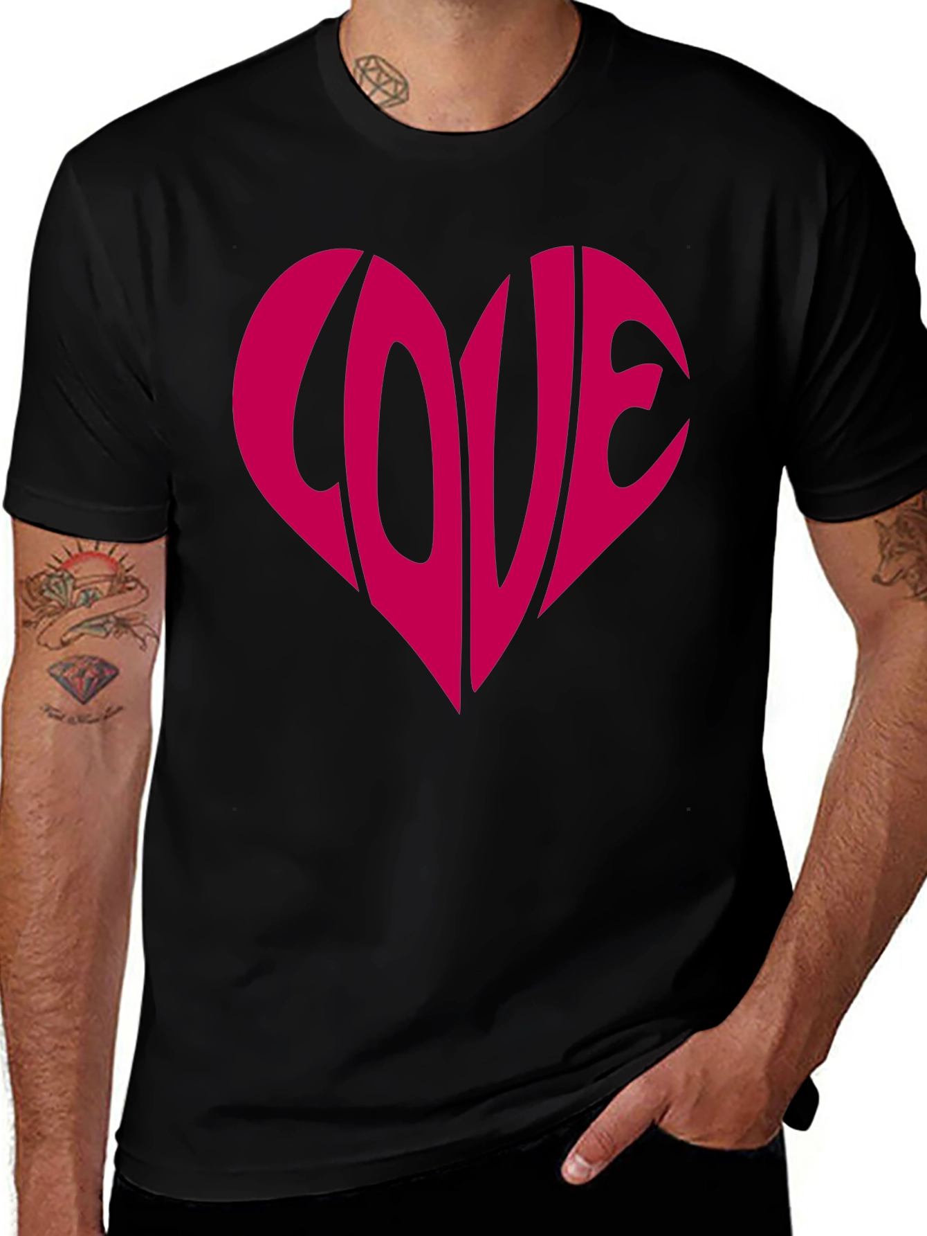 Love Heart Graphic Tee - Stylish Black T-Shirt