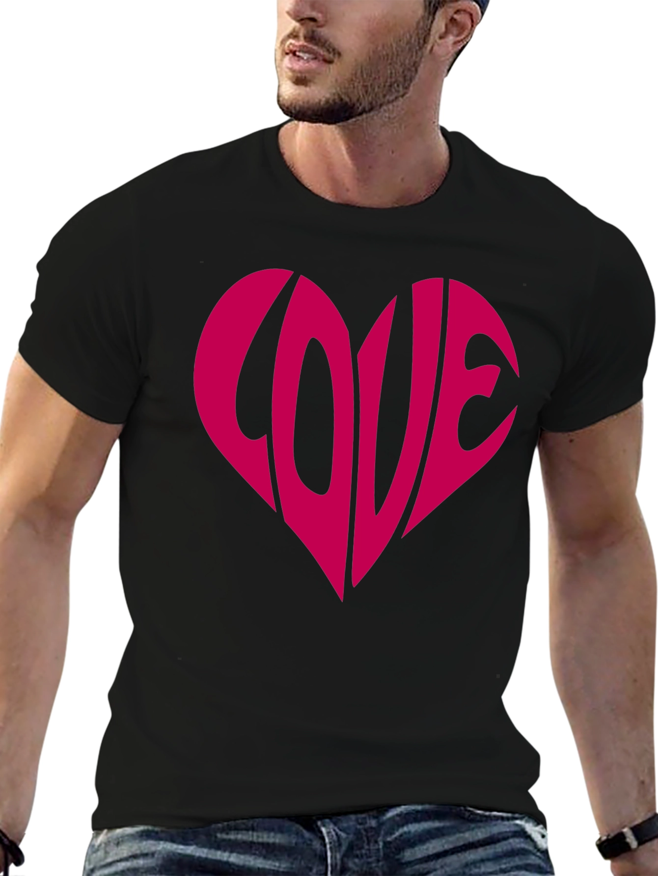 Love Heart Graphic Tee - Stylish Black T-Shirt