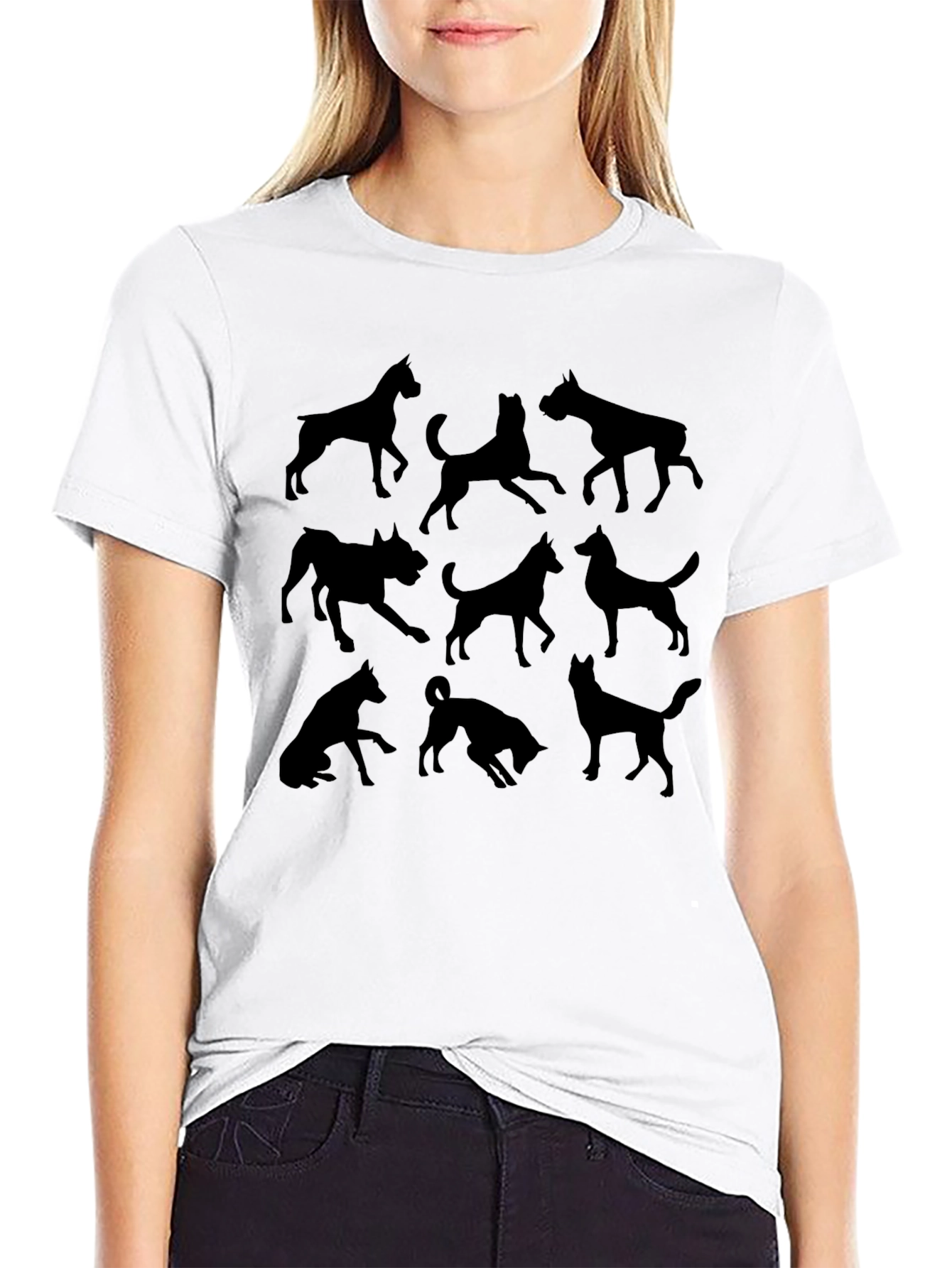 Dog Silhouettes Black Graphic Tee