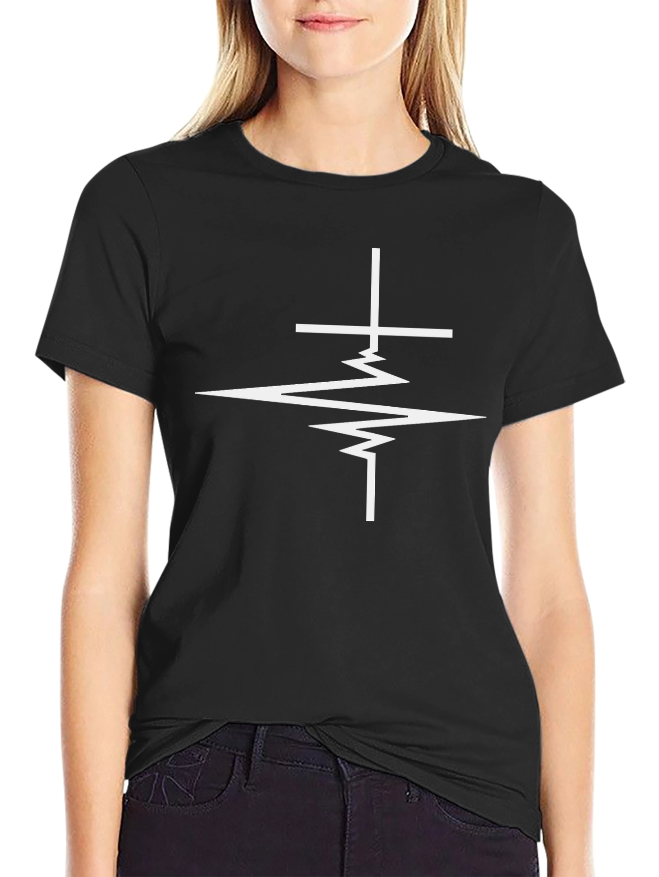 Faith Heartbeat Graphic Tee - Black