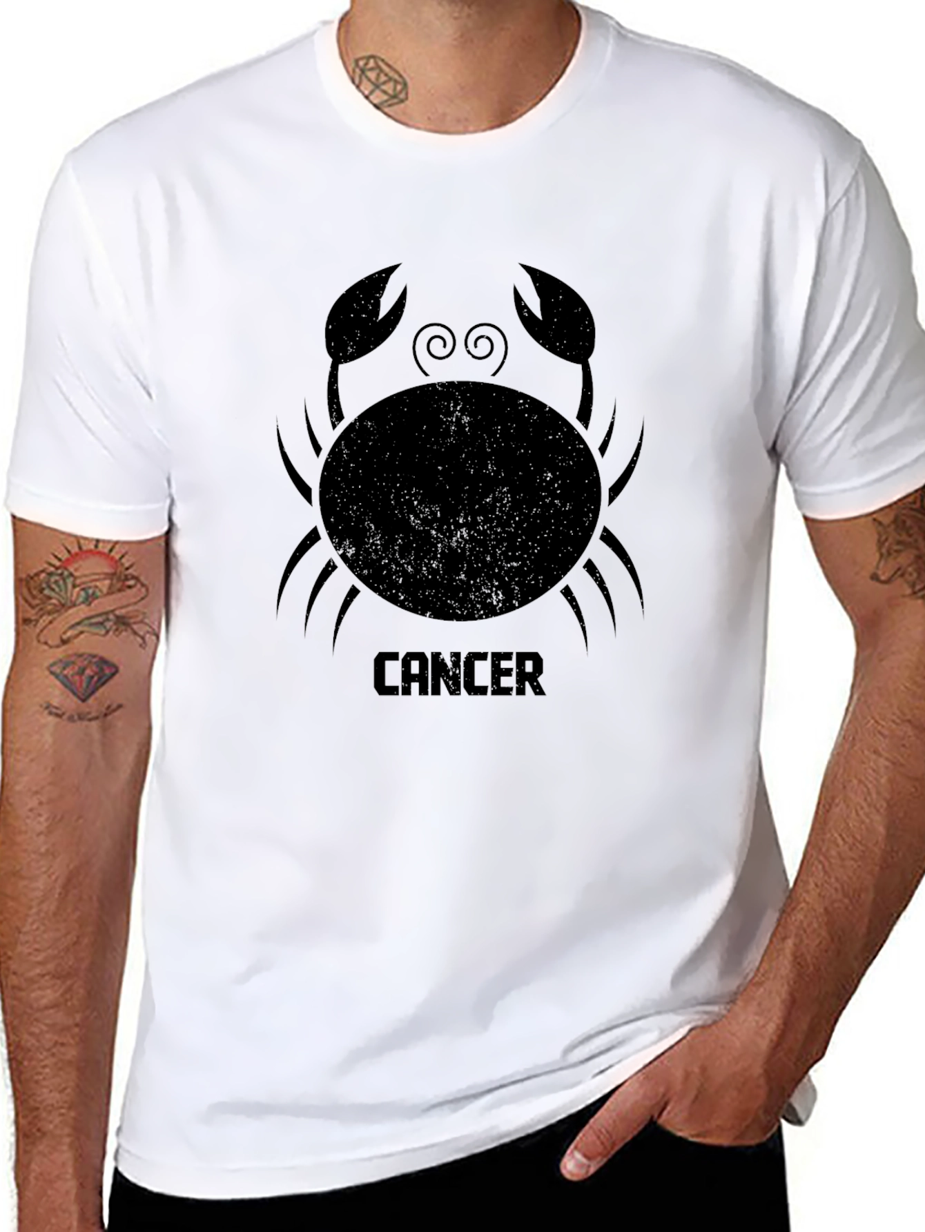 Cancer Zodiac Graphic Tee - Black