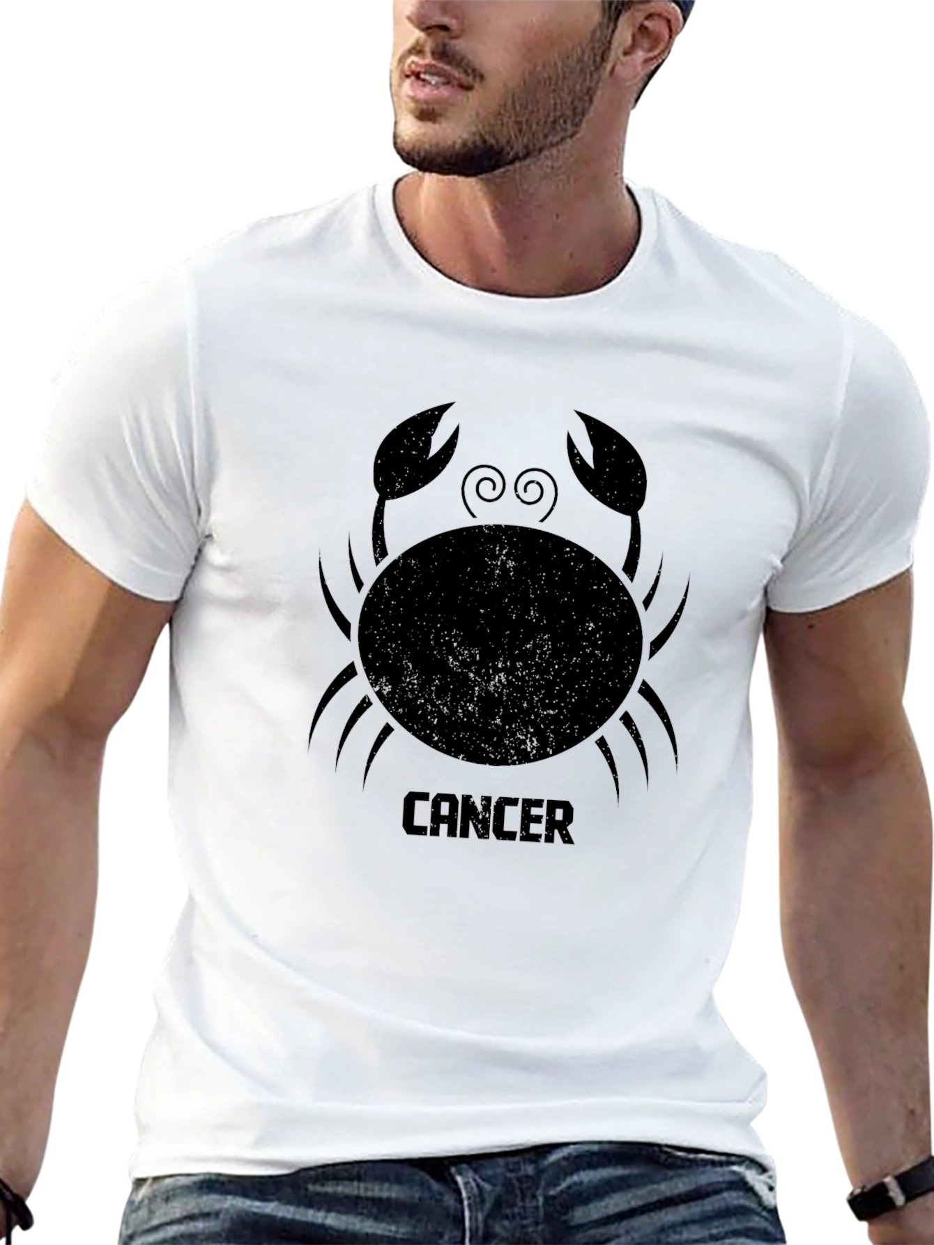 Cancer Zodiac Graphic Tee - Black