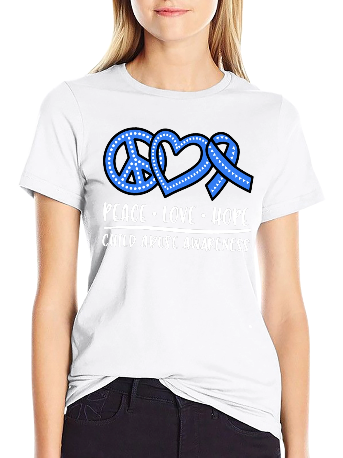 Peace Love Hope Child Abuse Awareness T-Shirt