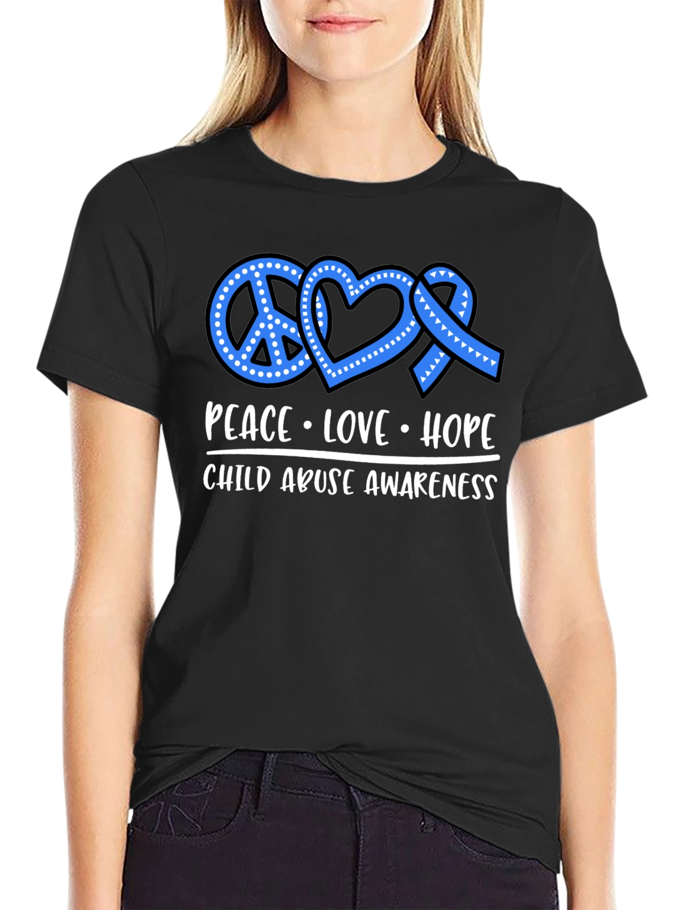 Peace Love Hope Child Abuse Awareness T-Shirt