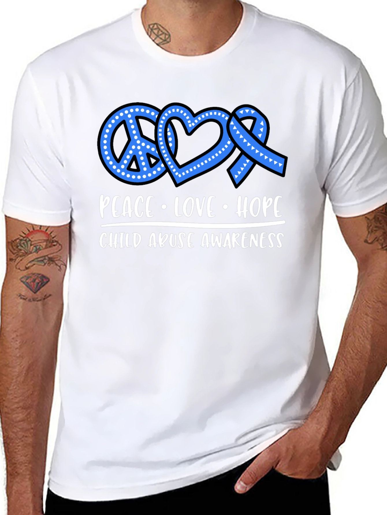 Peace Love Hope Child Abuse Awareness T-Shirt