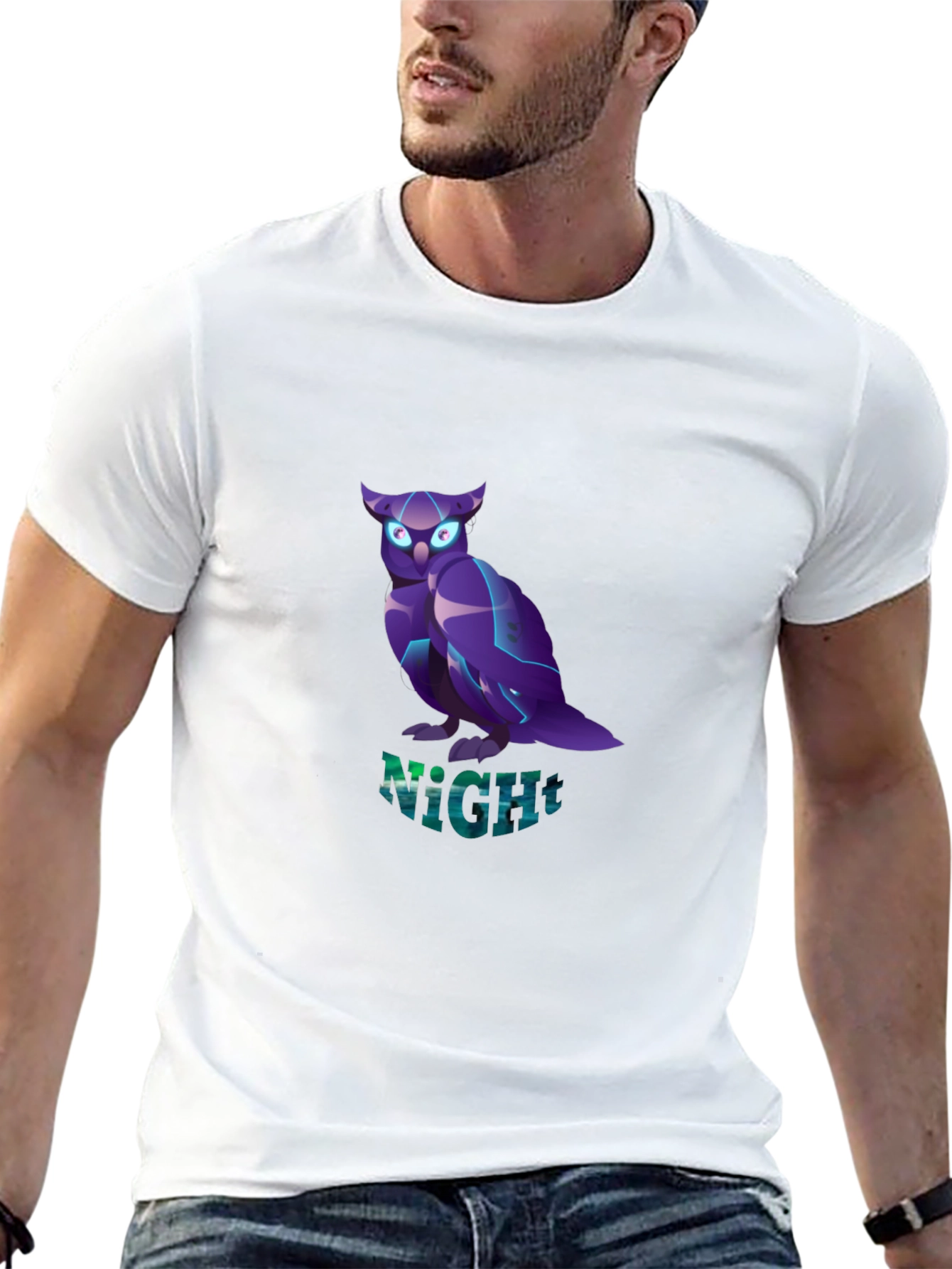 Night Owl Graphic Tee - Black Crew Neck