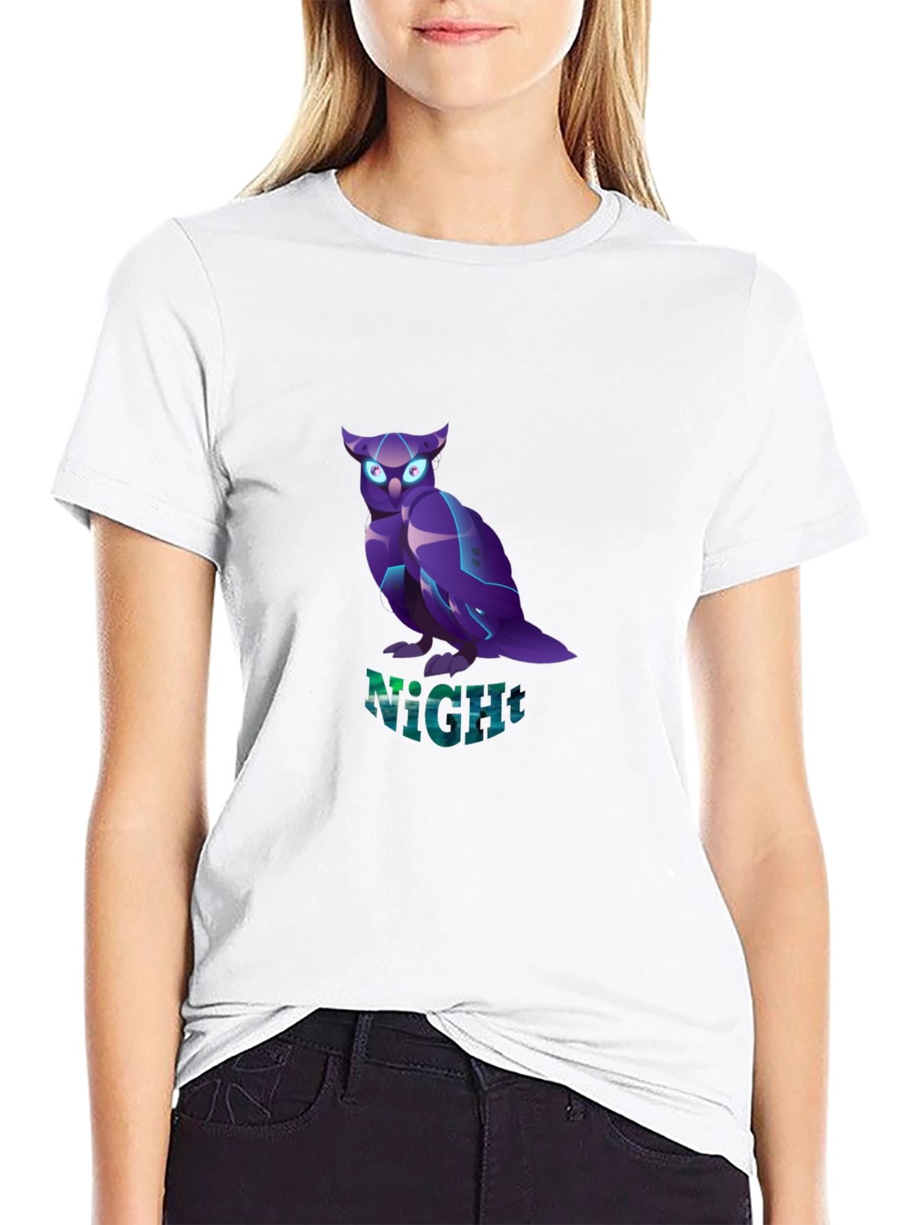 Night Owl Graphic Tee - Black Crew Neck