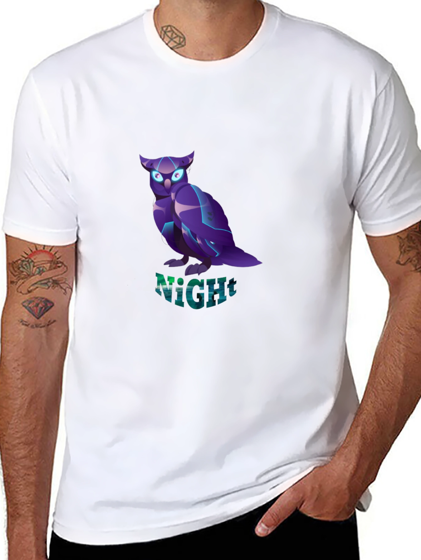 Night Owl Graphic Tee - Black Crew Neck