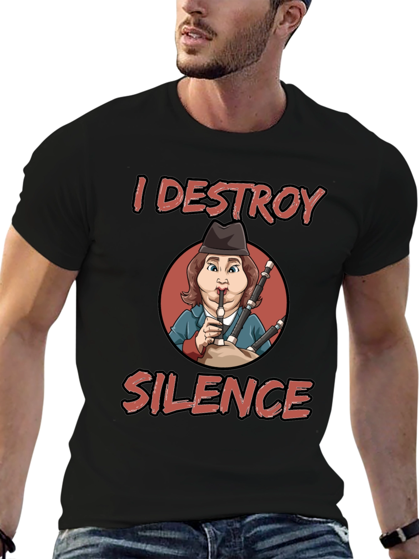 I Destroy Silence Bagpipe Player T-Shirt