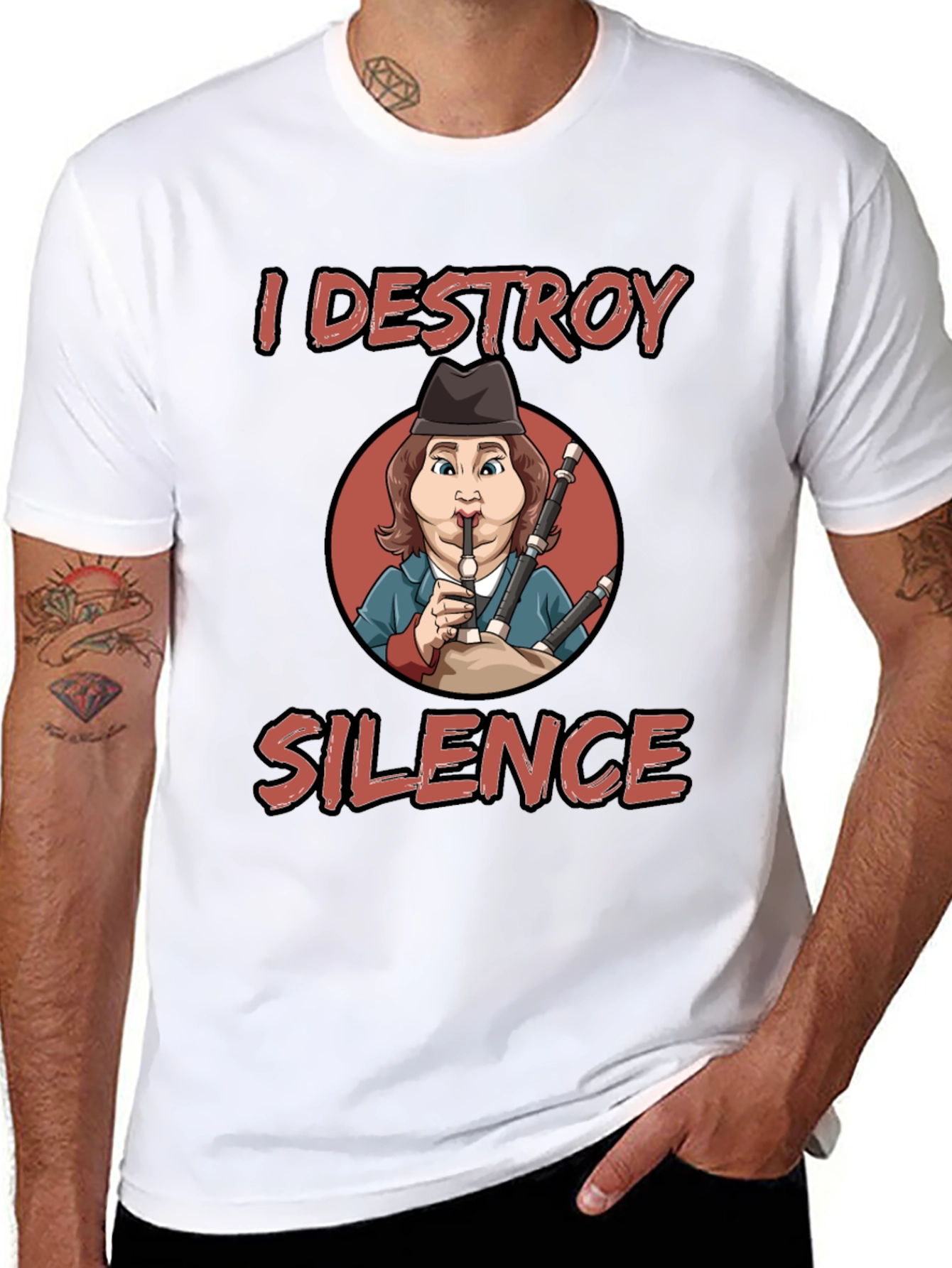 I Destroy Silence Bagpipe Player T-Shirt