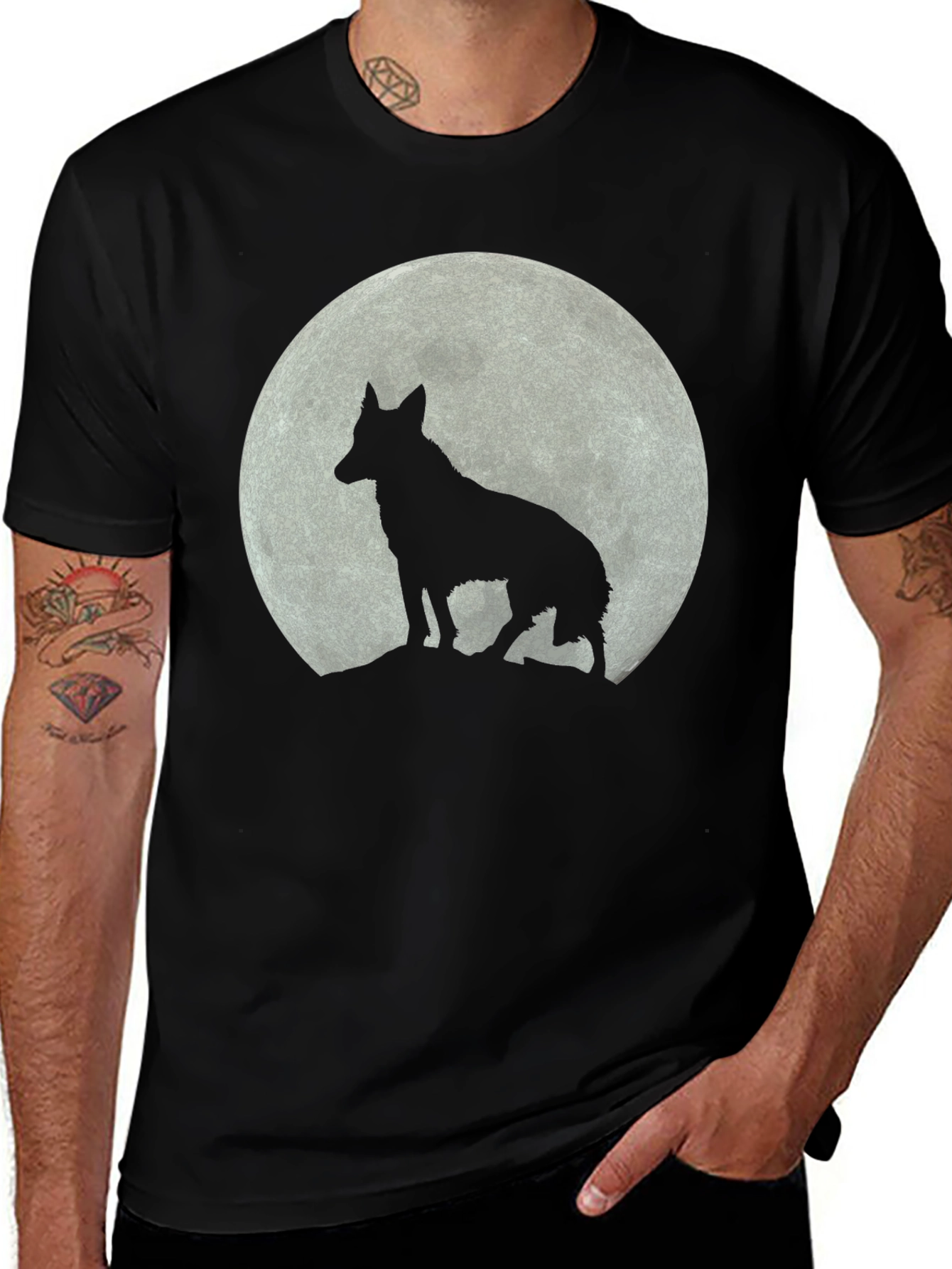 Wolf Moon Graphic T-Shirt - Black