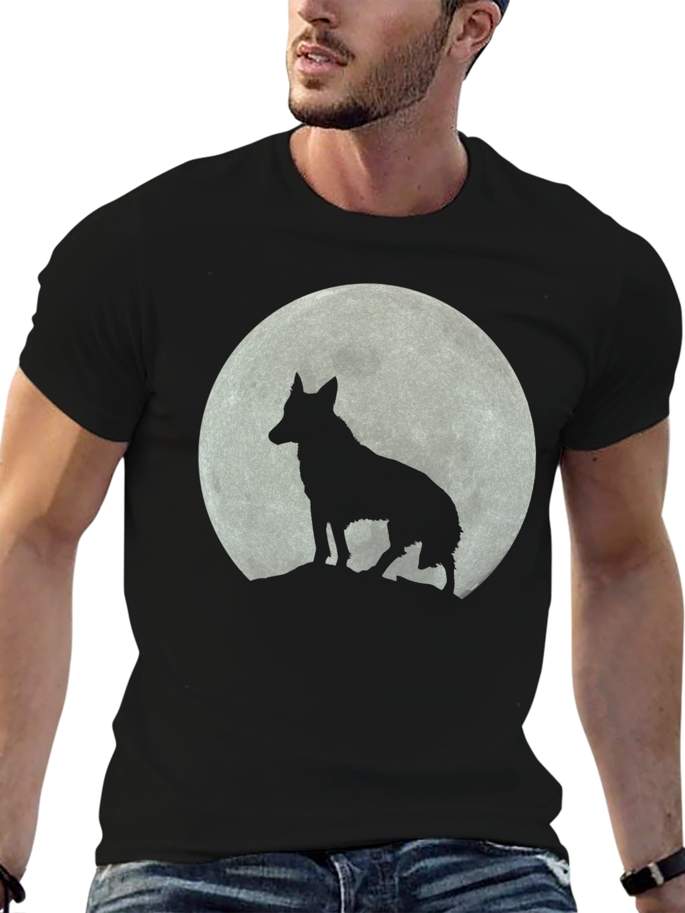 Wolf Moon Graphic T-Shirt - Black