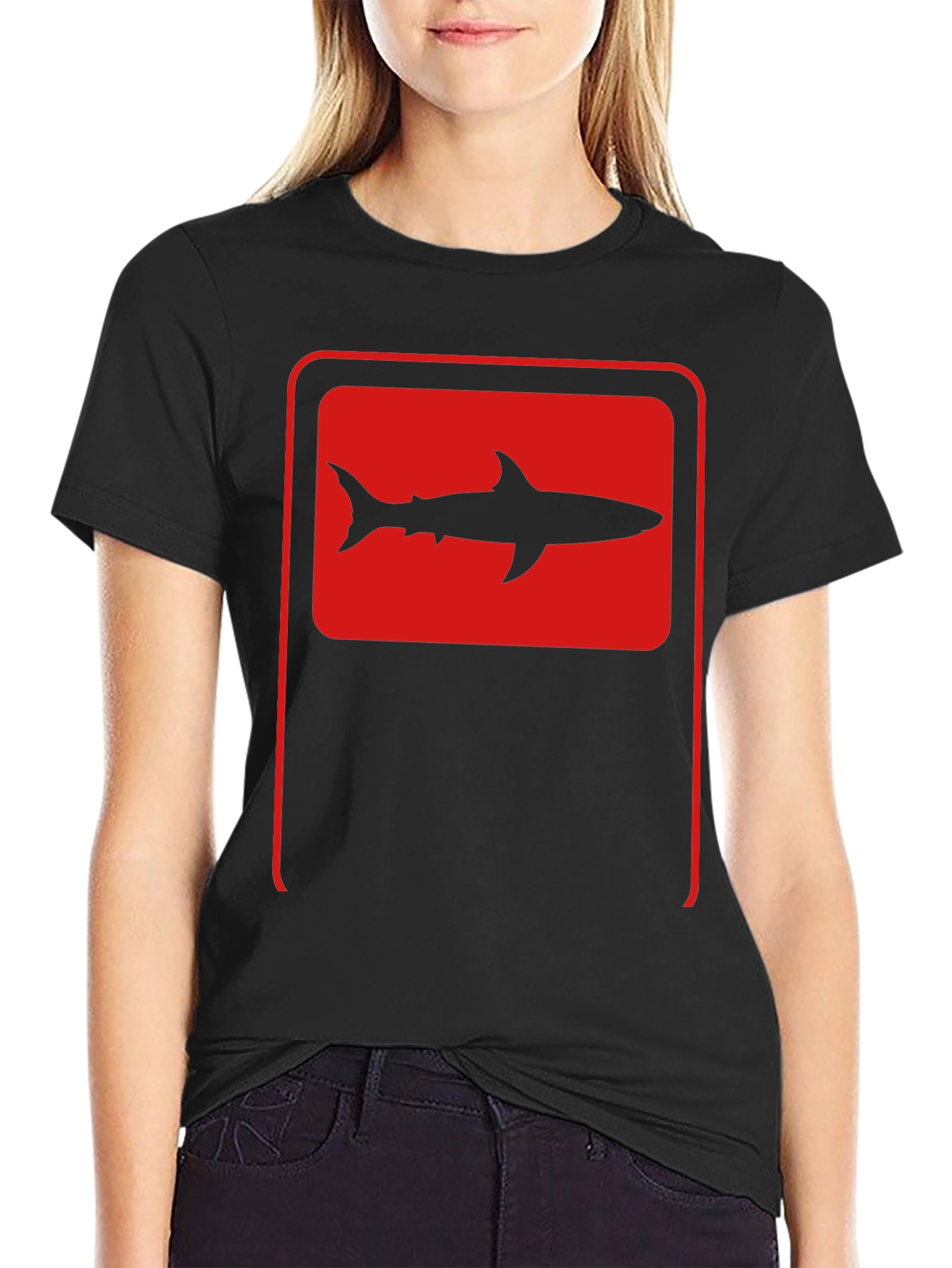 Shark Silhouette Graphic Tee - Black