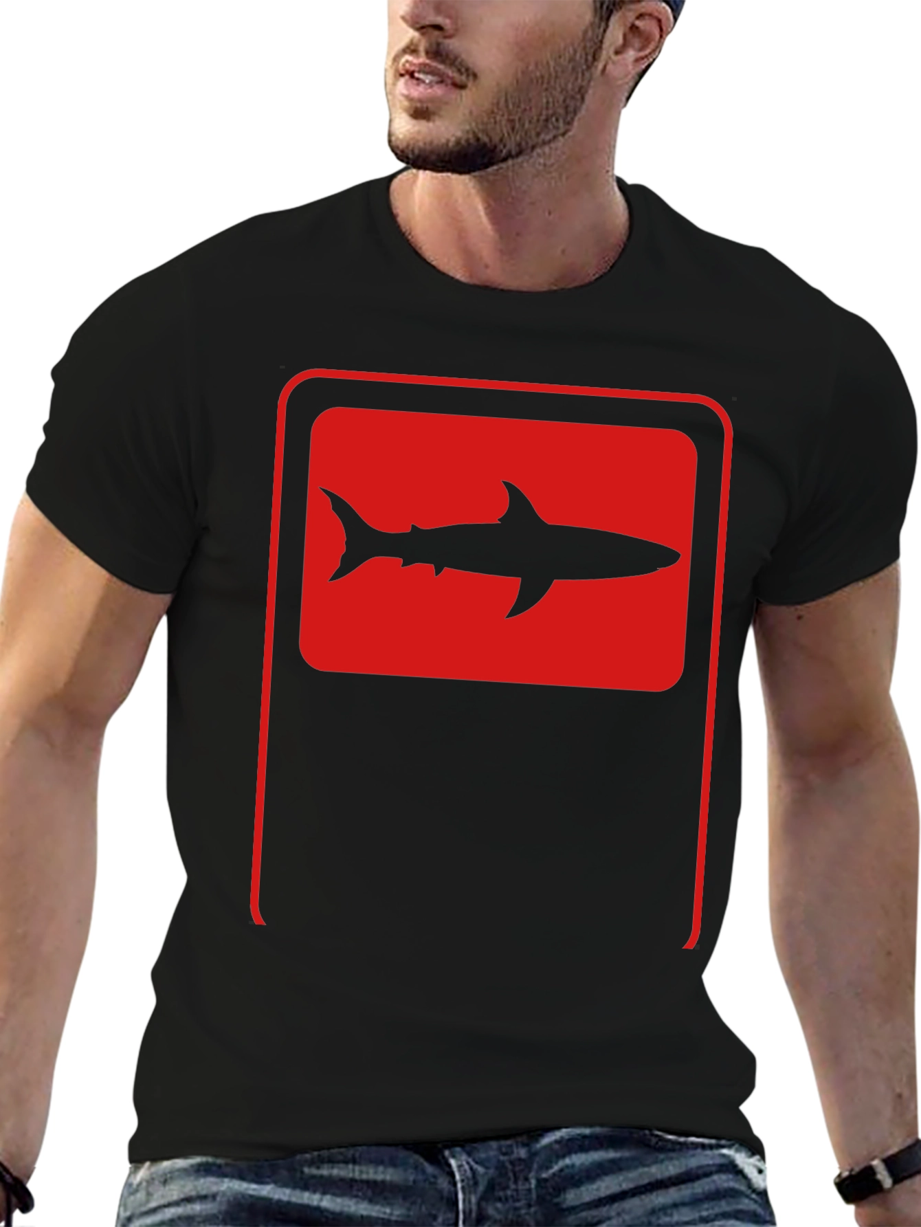 Shark Silhouette Graphic Tee - Black