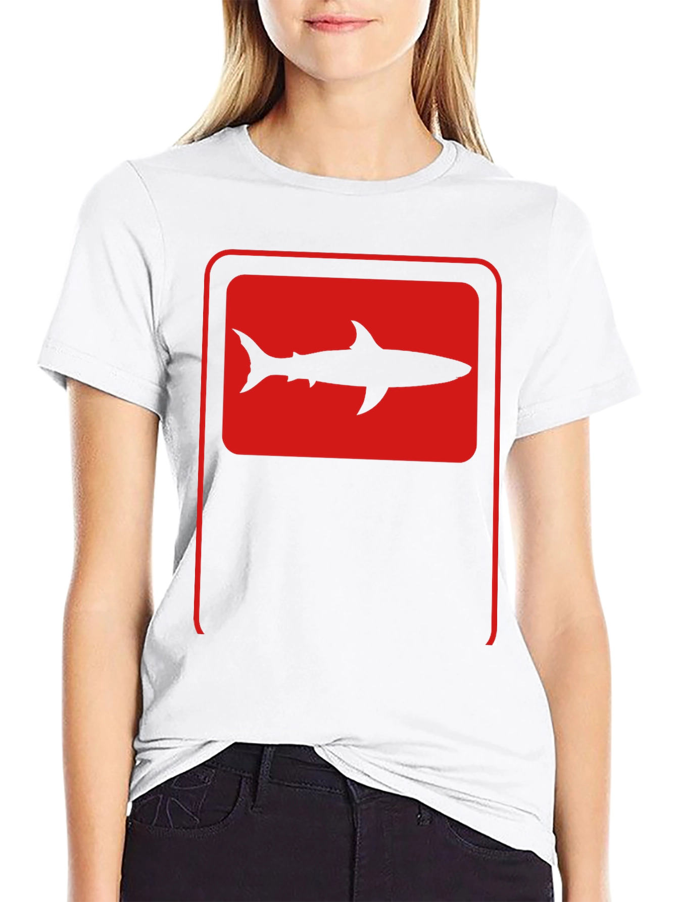 Shark Silhouette Graphic Tee - Black