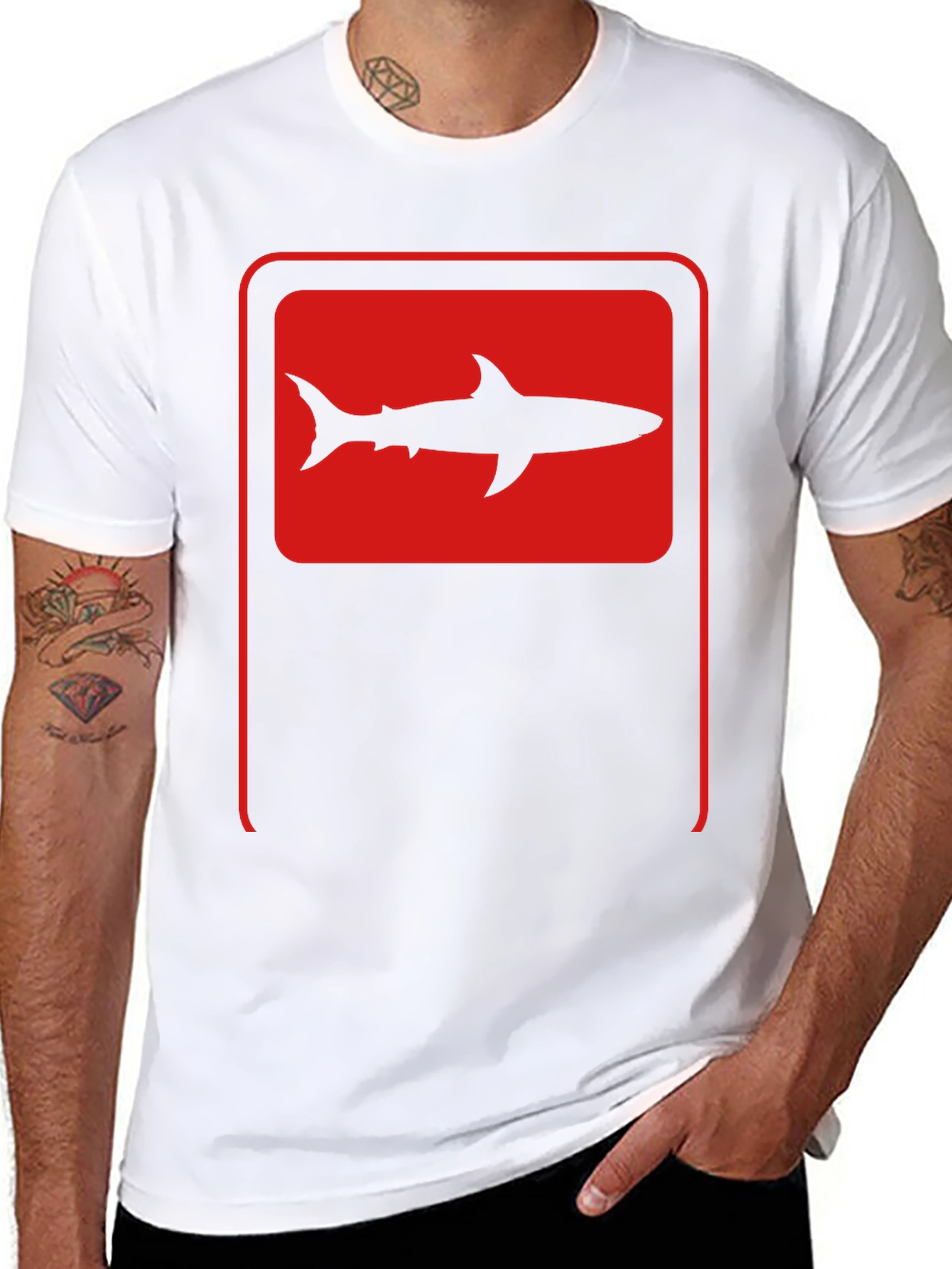 Shark Silhouette Graphic Tee - Black