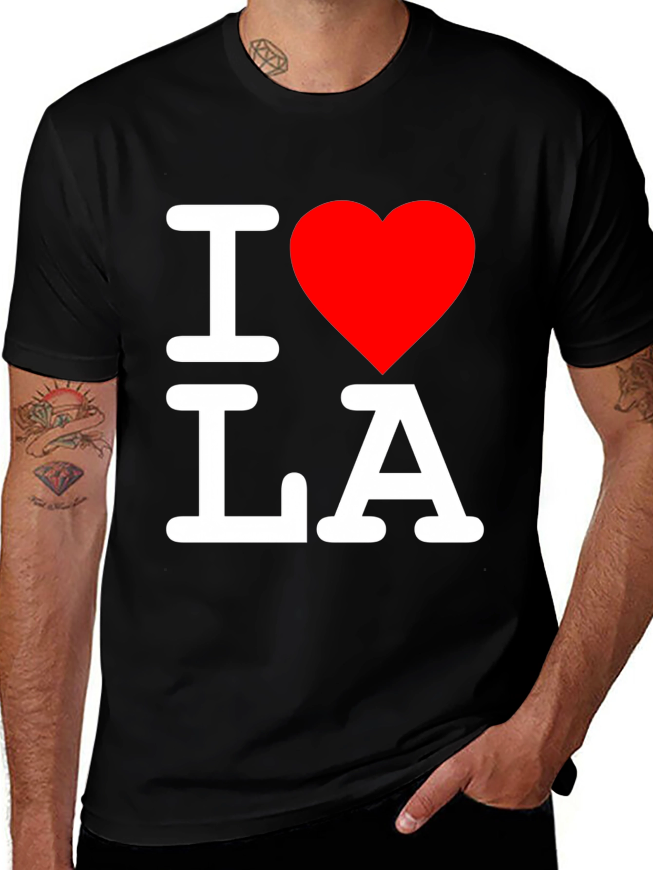 I Love LA T-Shirt - Black Crew Neck