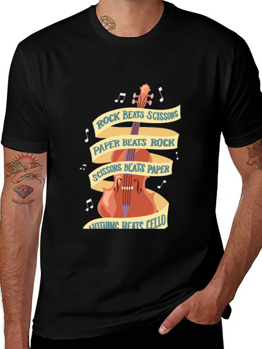 Rock Paper Scissors Cello Black T-Shirt