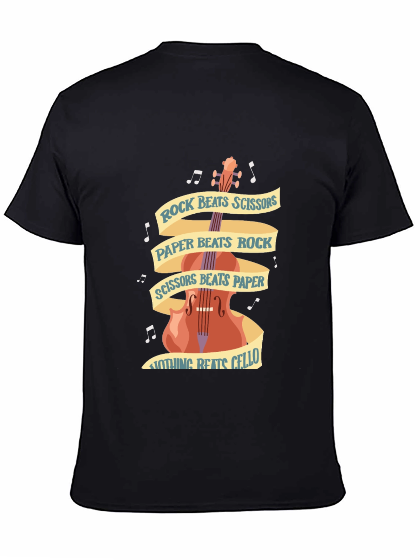 Rock Paper Scissors Cello Black T-Shirt