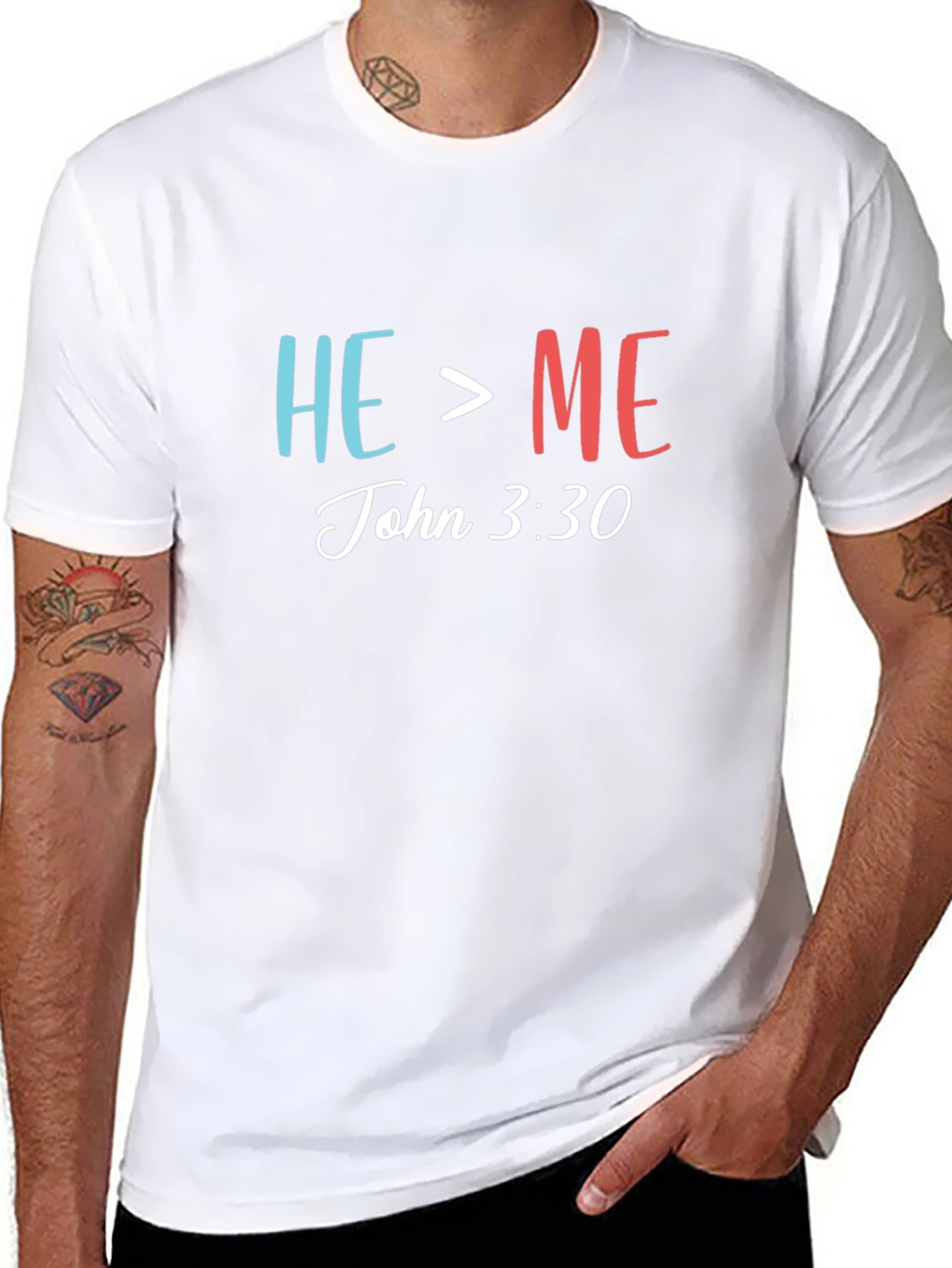 He > Me T-Shirt - John 3:30 Christian Tee