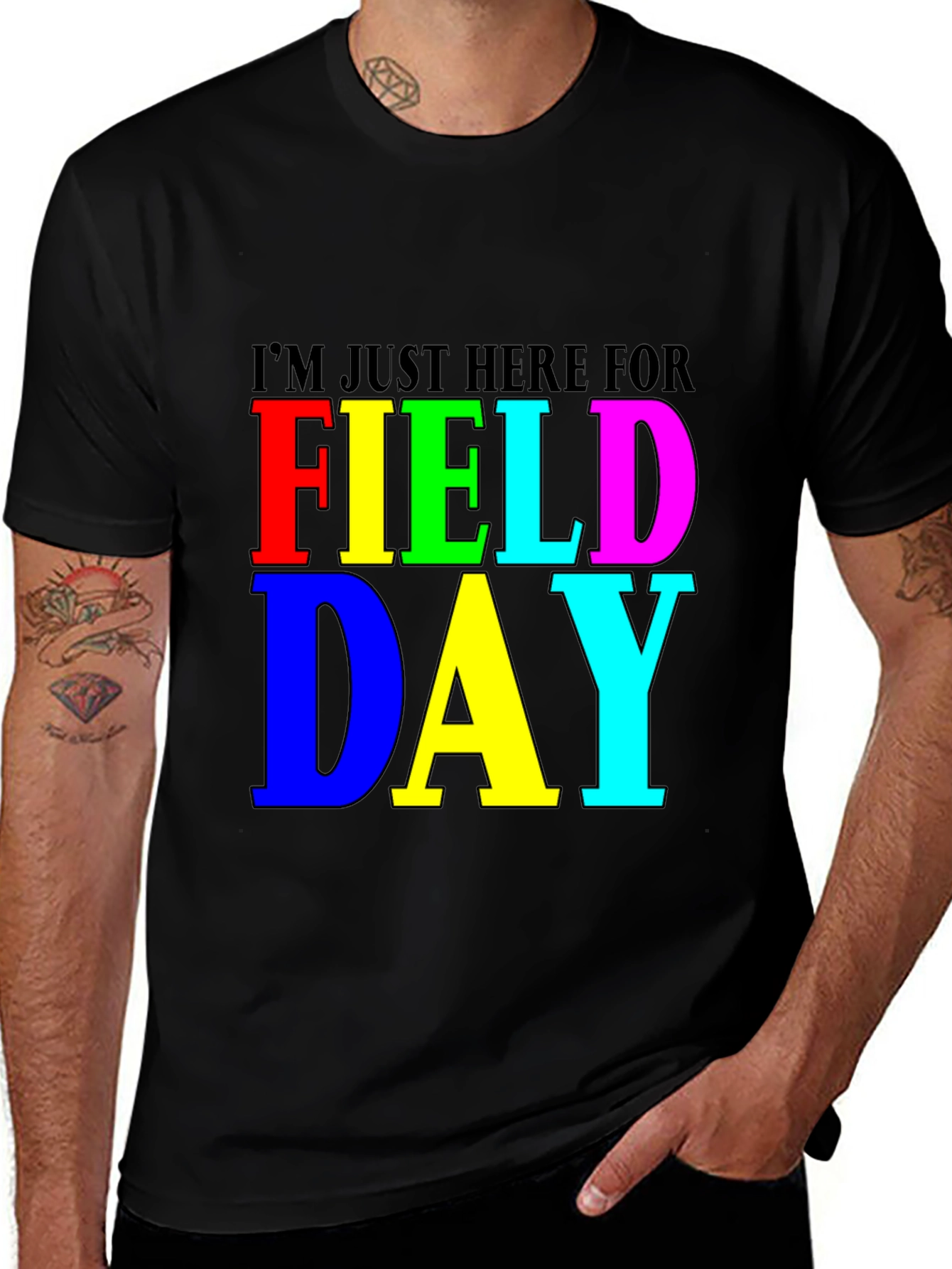 Im Just Here for Field Day Black T-Shirt